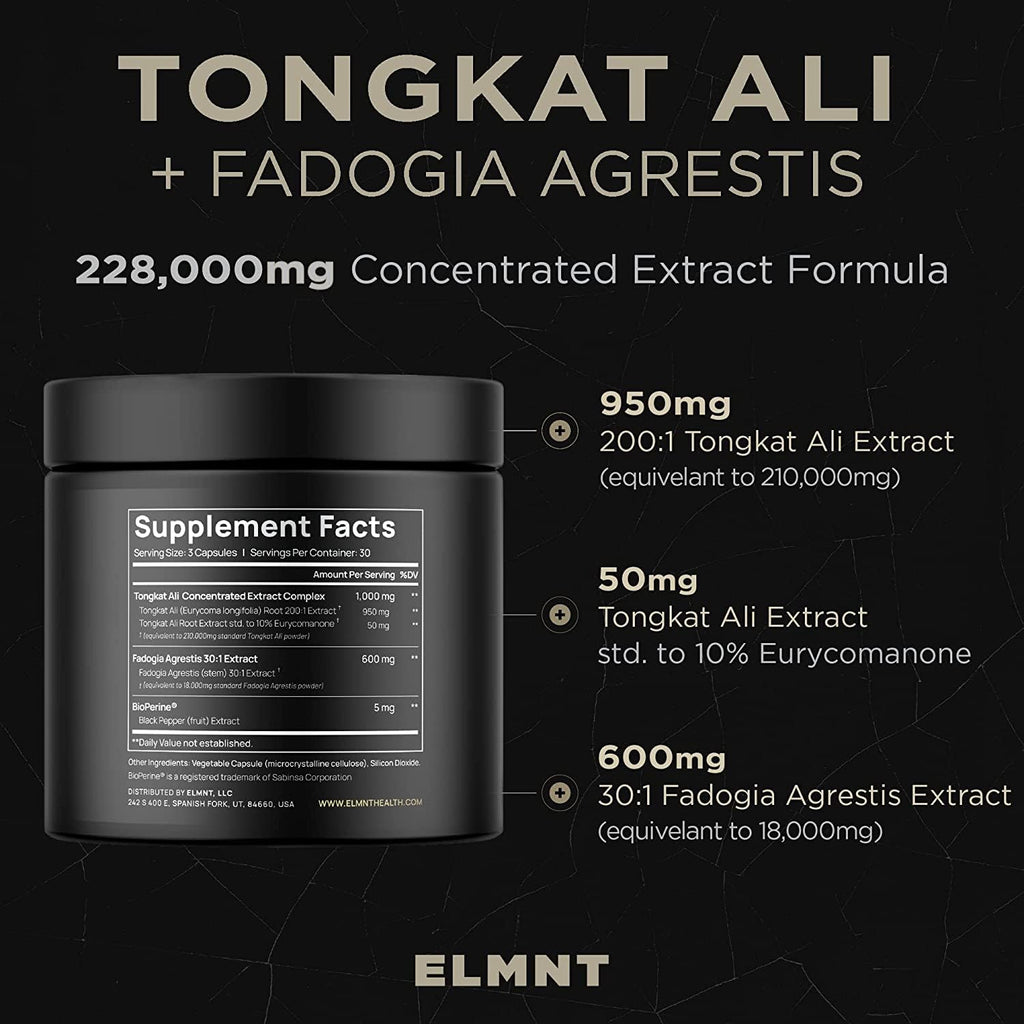 Tongkat Ali & Fadogia Capsules for Testosterone, Muscle & Performance Support