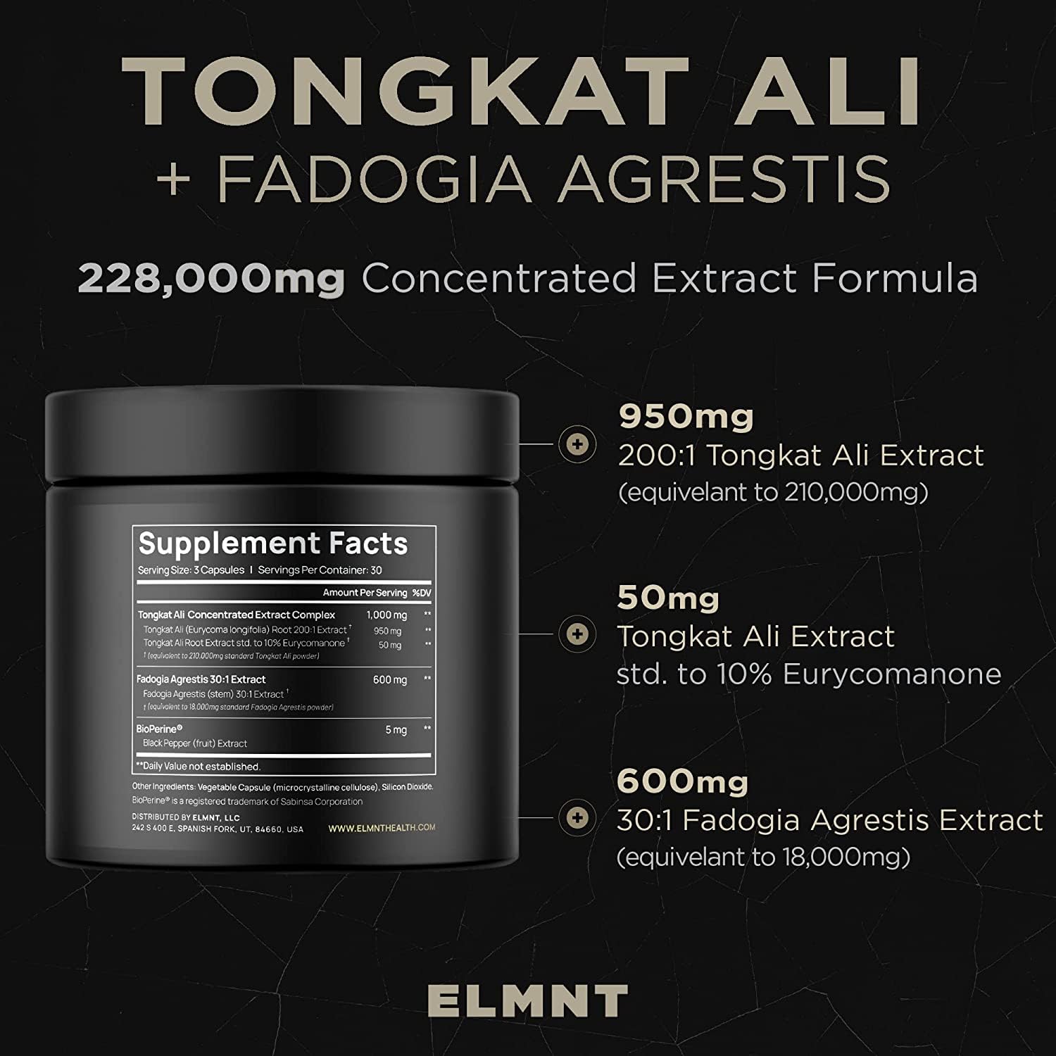 Tongkat Ali & Fadogia Capsules for Testosterone, Muscle & Performance Support
