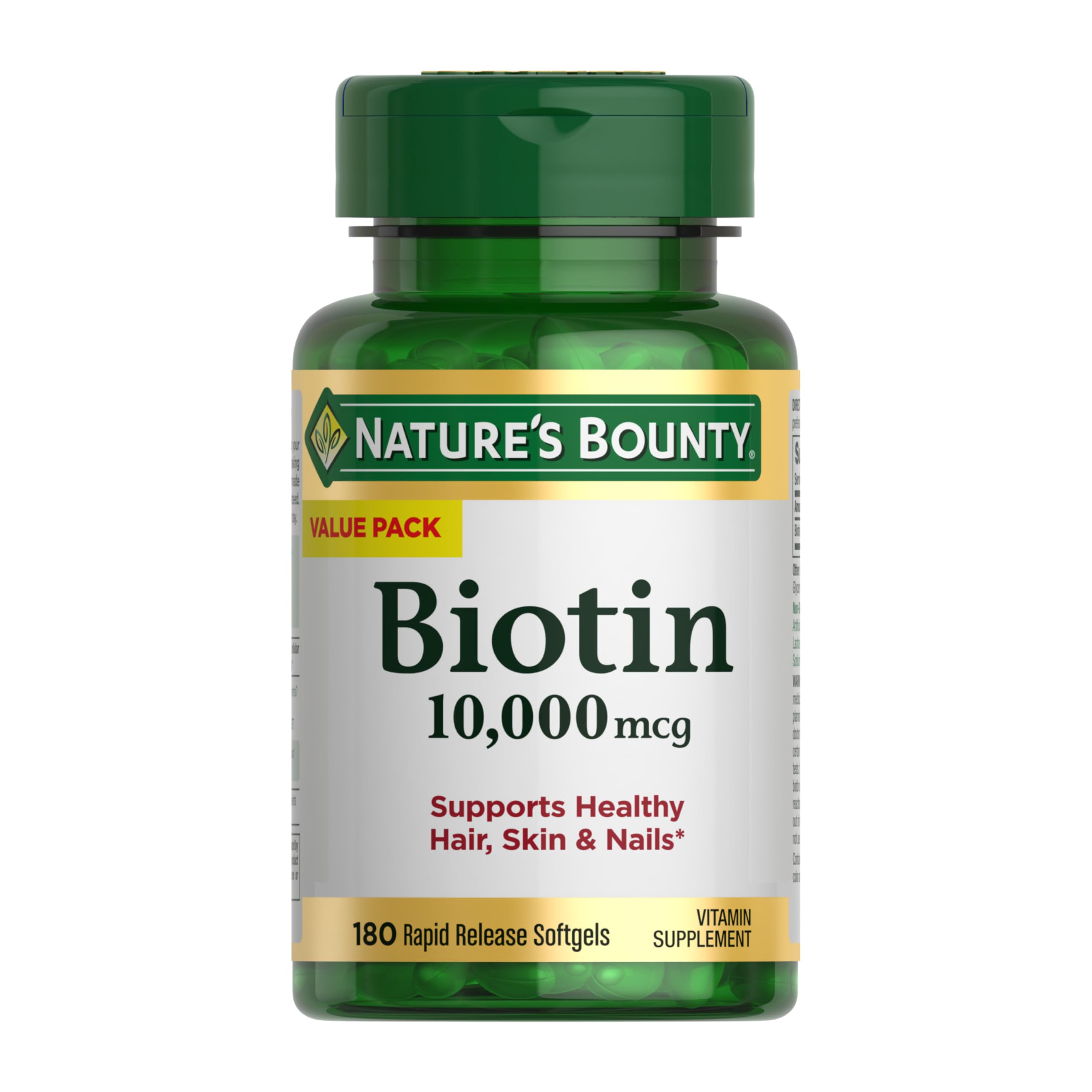 Biotin 10000mcg Hair Skin Nails Vitamins 180 Softgels