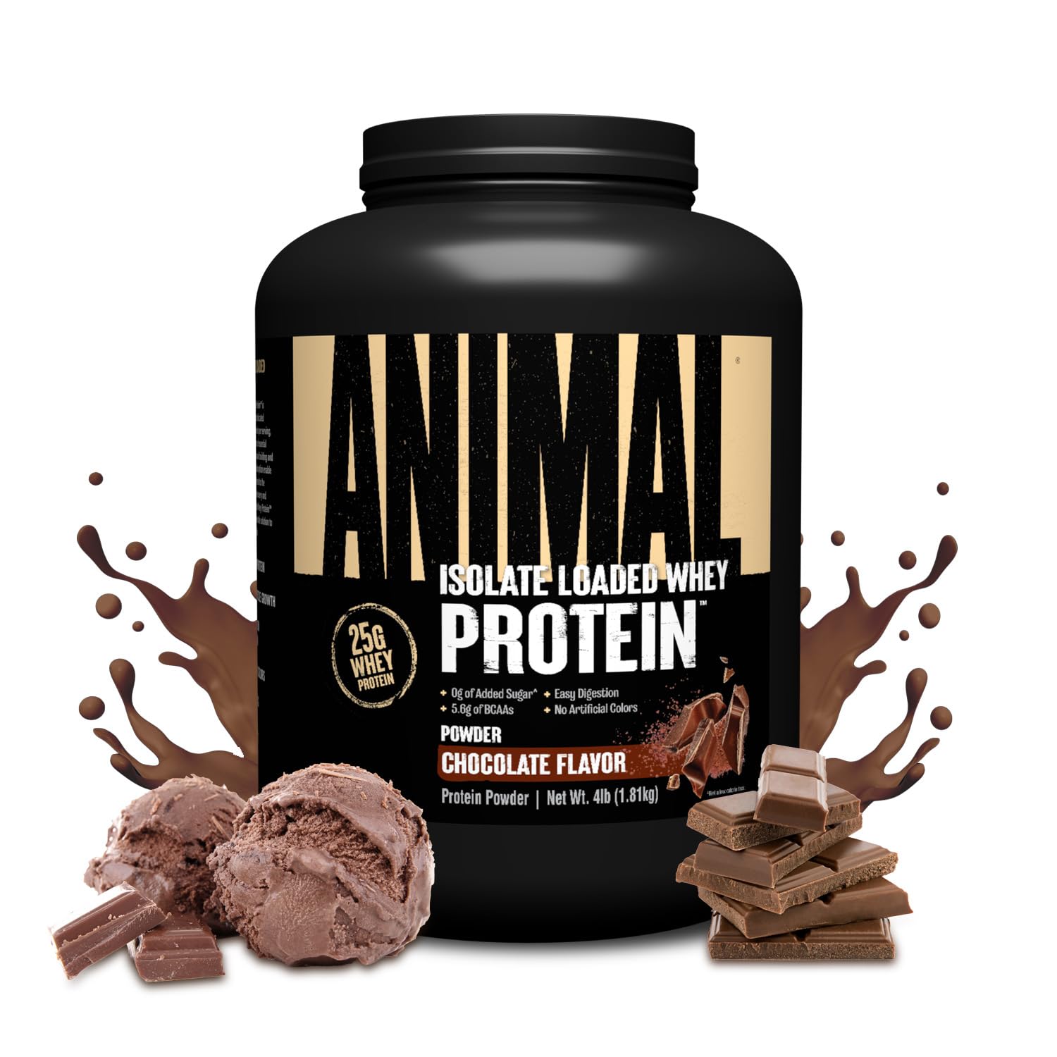 Whey Isolate Protein Powder | Chocolate | 4 lbs | 25g Protein, Digestive Enzymes | Pre & Post Workout