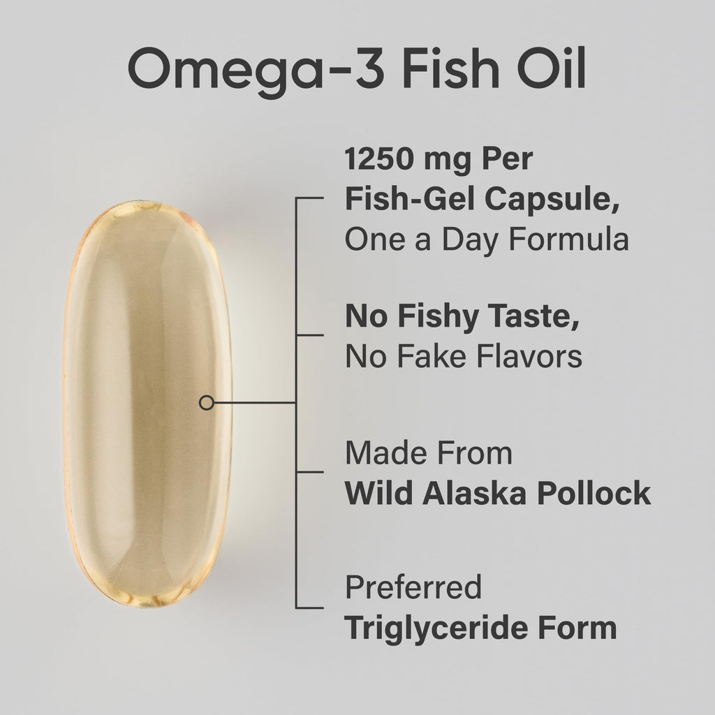Omega-3 Fish Oil 1250mg – Triple Strength EPA & DHA, 90 Softgels