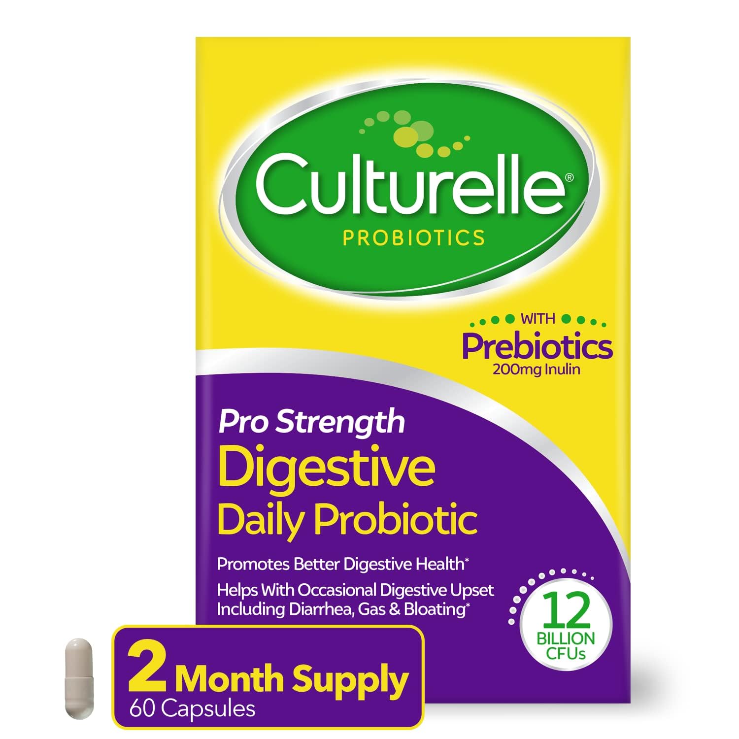 Probiotic Supplement with Prebiotics – Digestive Support, 60 Caps