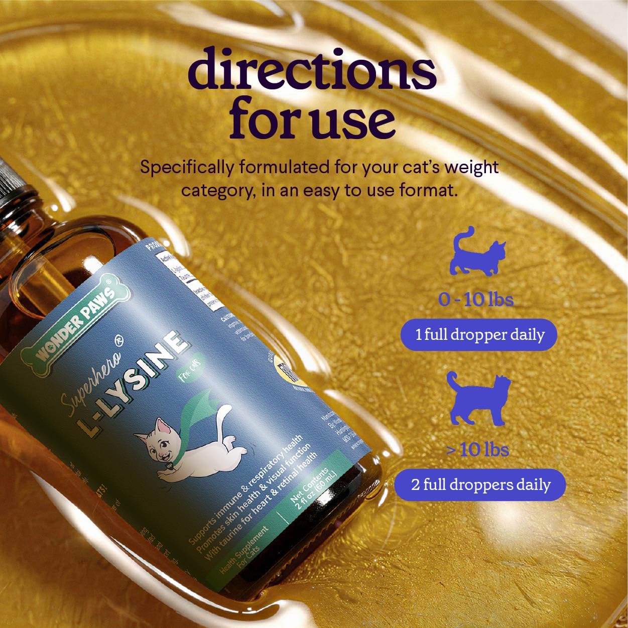 L-Lysine Liquid Drops for Cats – Immune & Respiratory Support 60ml
