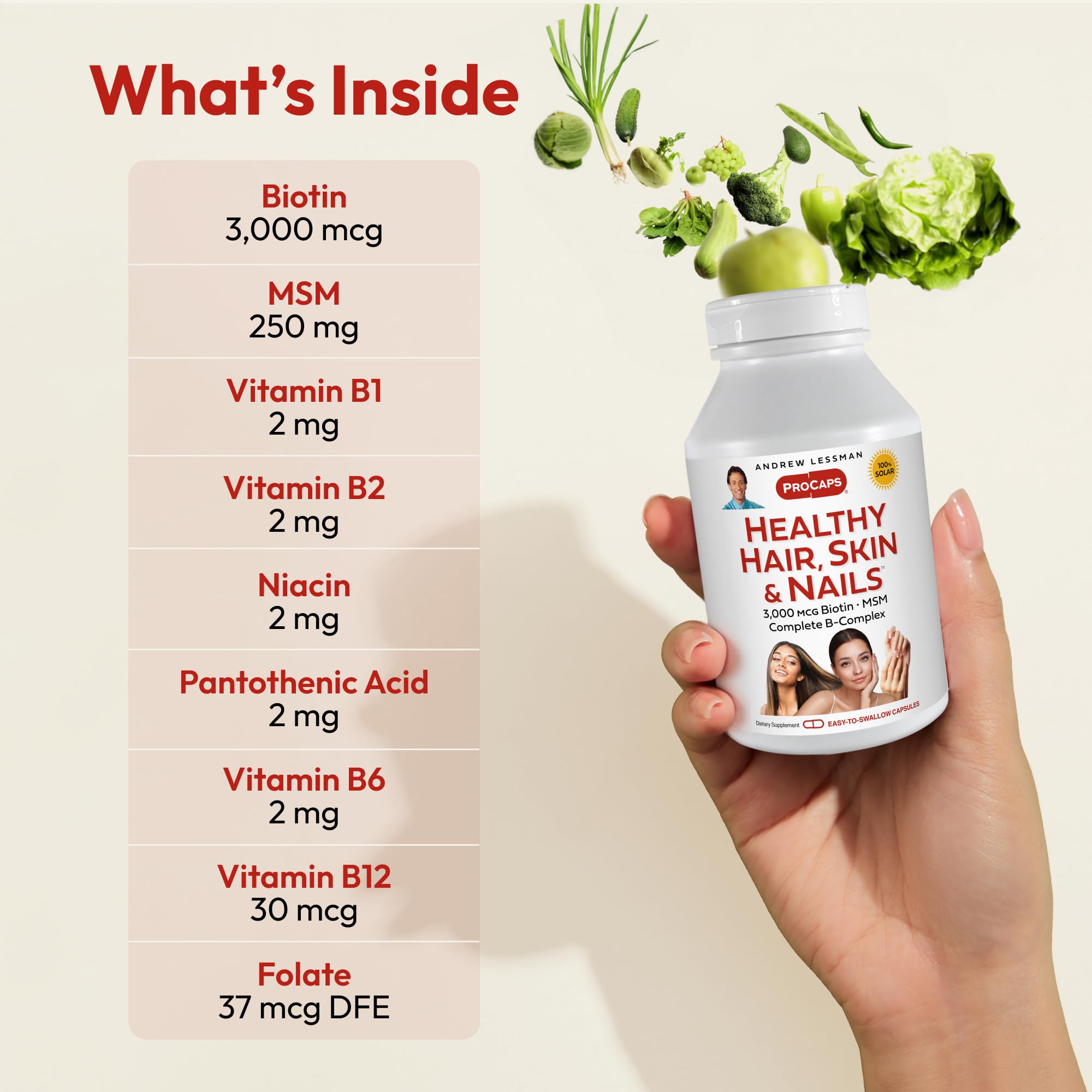 Hair Skin Nails Vitamins Biotin B Complex 60 Capsules