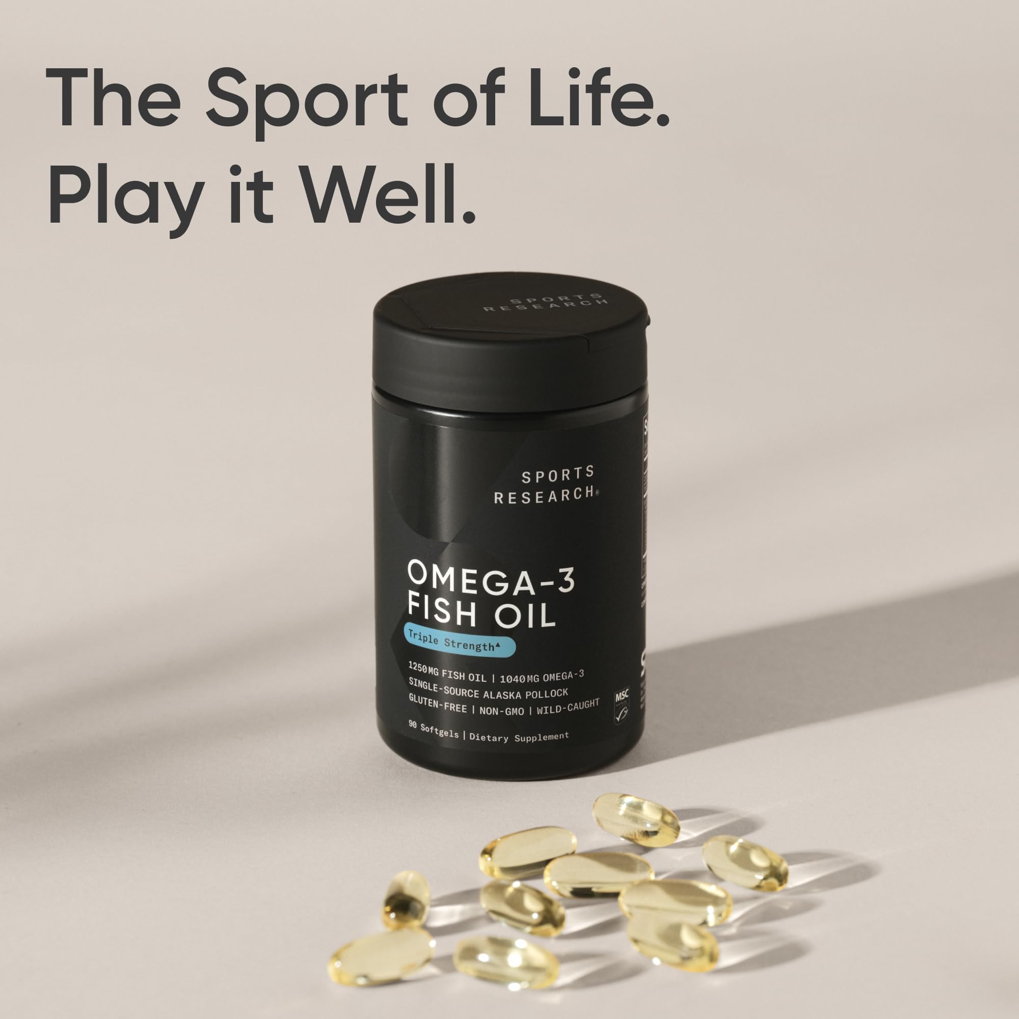 Omega-3 Fish Oil 1250mg – Triple Strength EPA & DHA, 90 Softgels