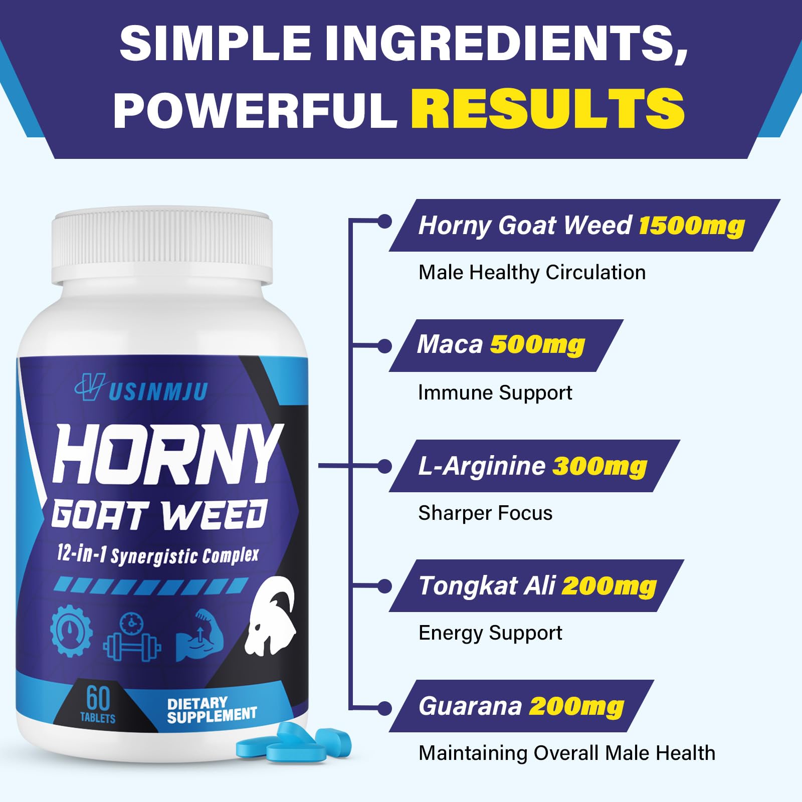 Horny Goat Weed Complex Capsules for Libido, Stamina & Energy Support 60 Ct