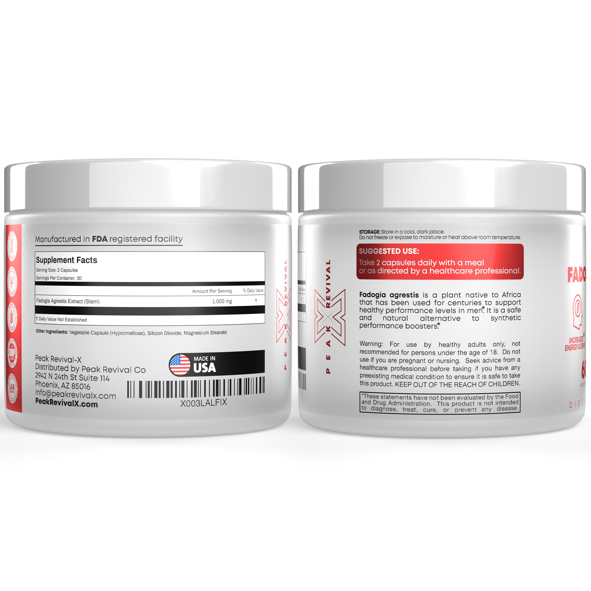 Fadogia Agrestis 1000 mg Capsules – Energy & Performance, 60 Ct