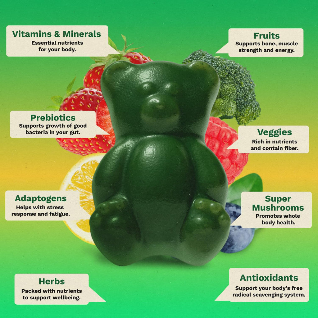 Super Greens Multivitamin Gummies with Spirulina – 28 Count