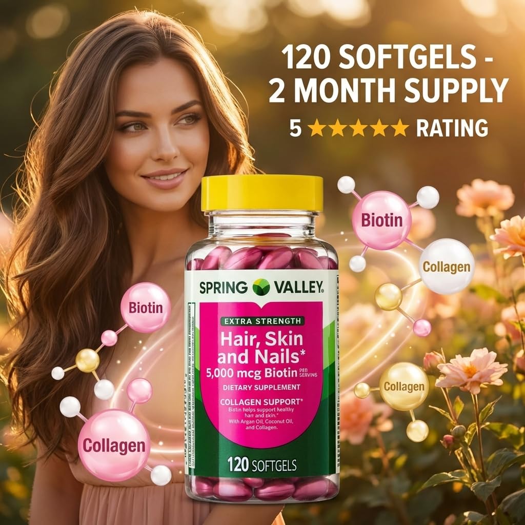 Hair Skin Nails Vitamins Biotin 5000mcg 120 Count