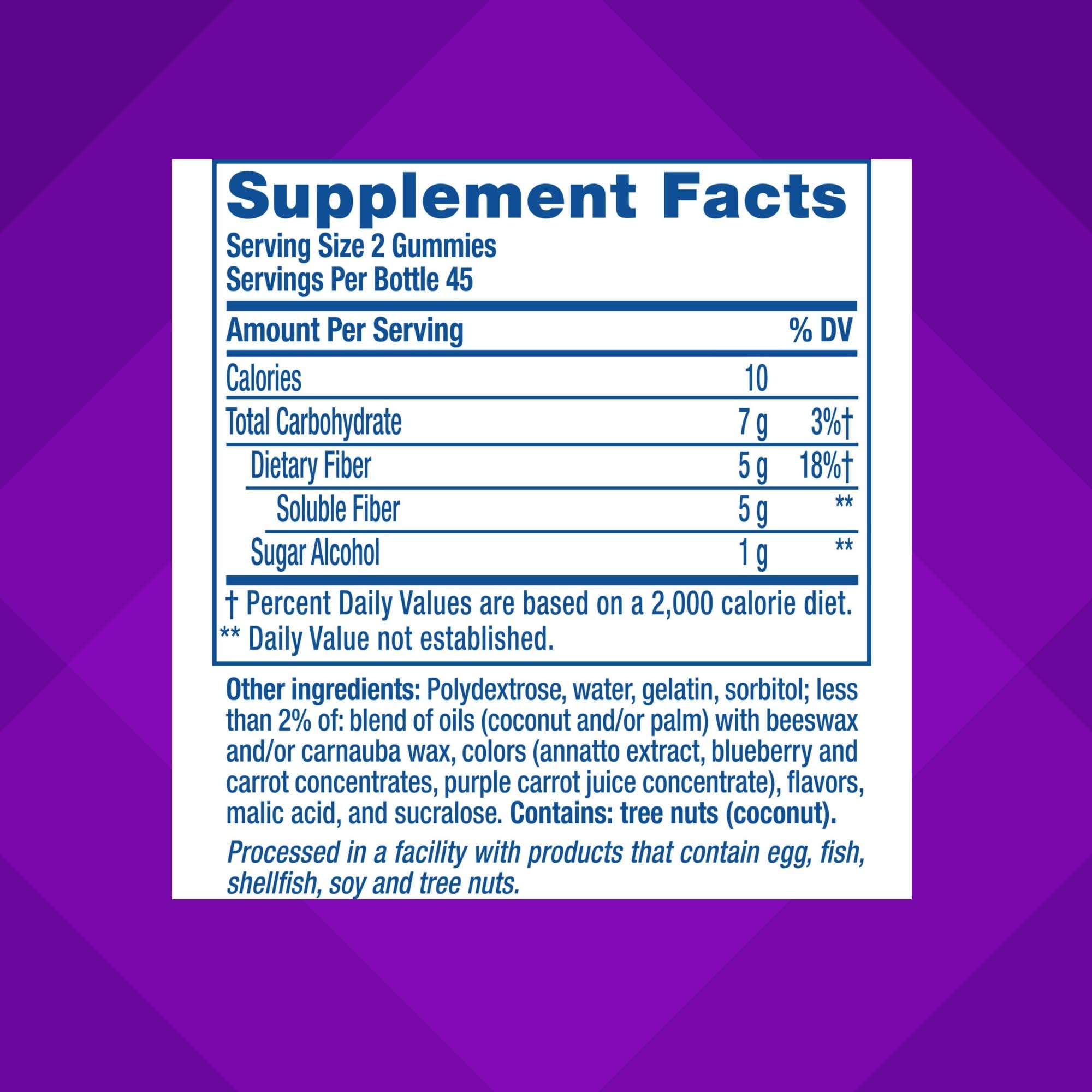 Fiber Gummies with Prebiotics – Digestive Support, 90 Count