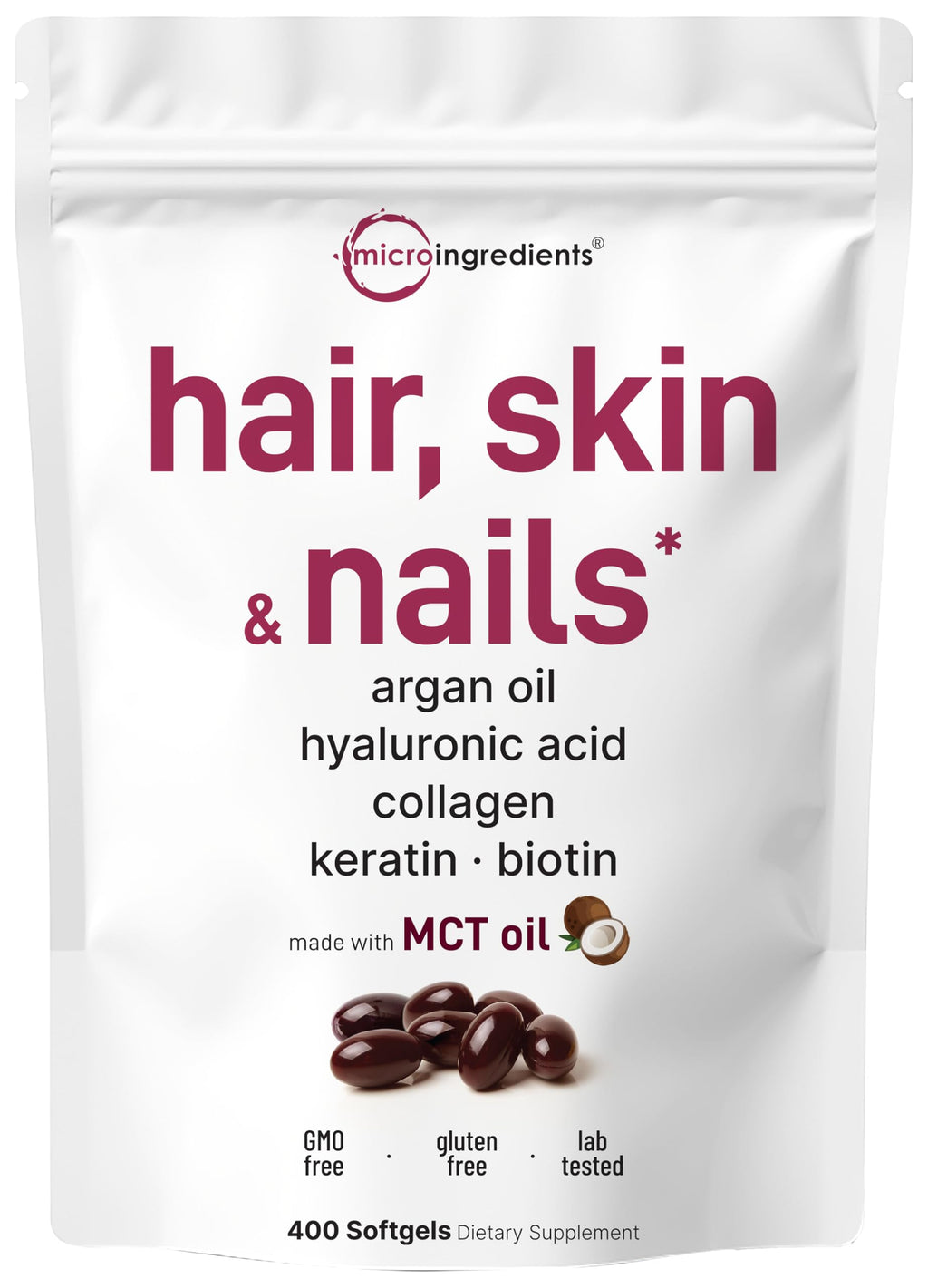 Hair Skin Nails Vitamins Biotin Collagen 400 Softgels