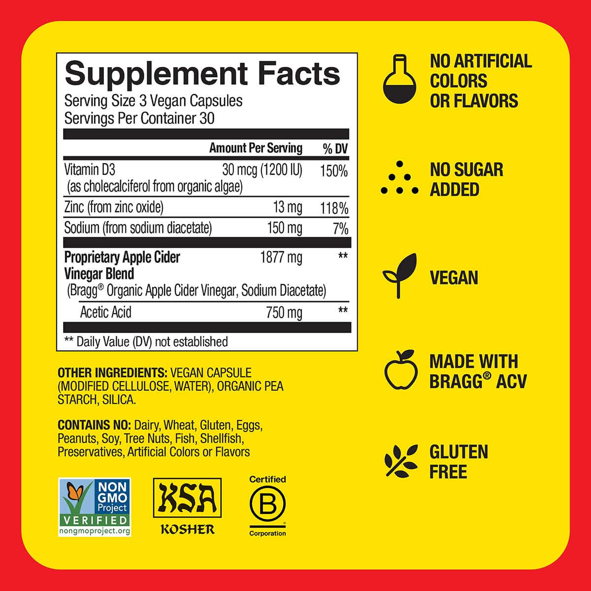 Apple Cider Vinegar Capsules with Vitamin D & Zinc for Immune Support