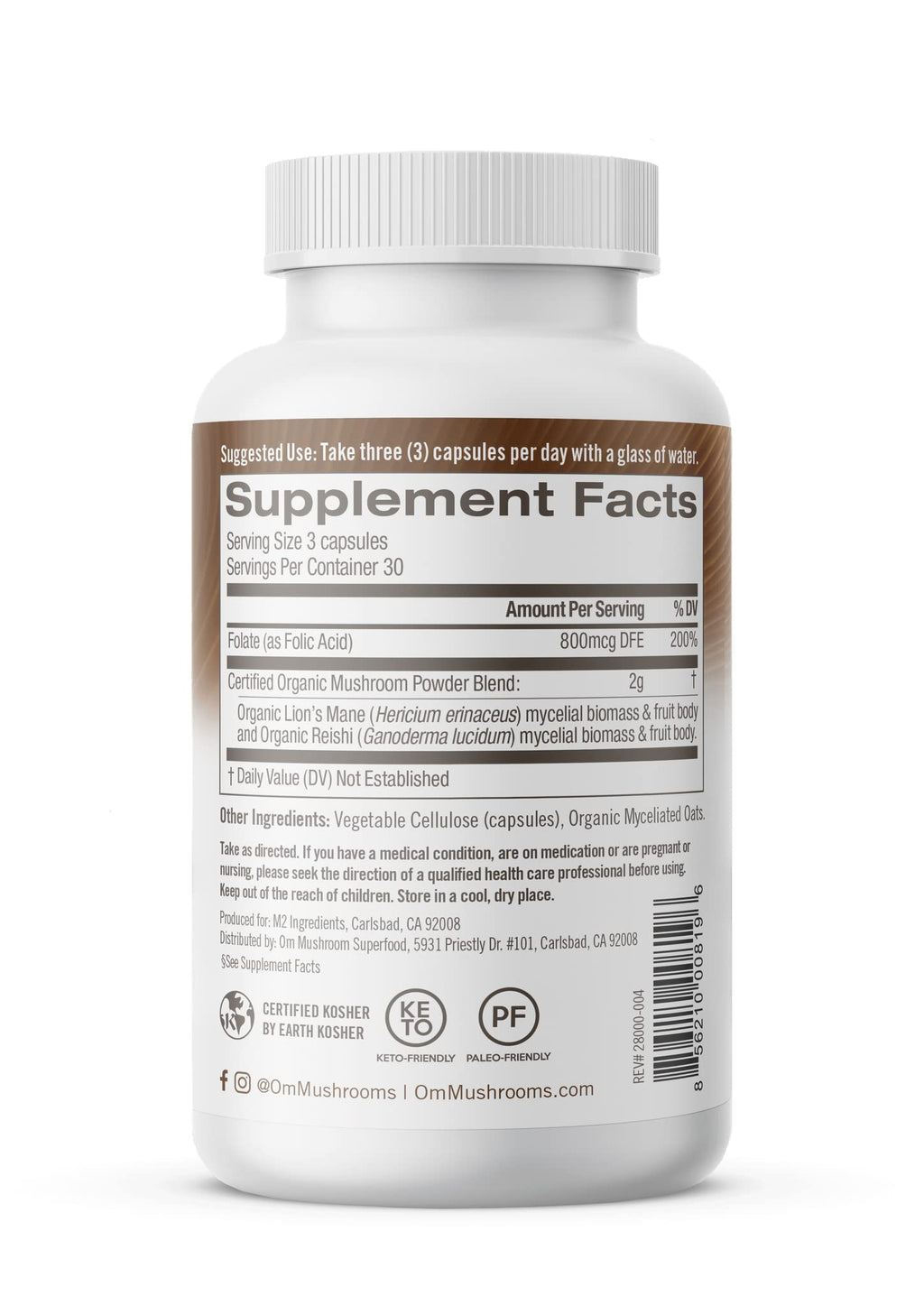 Mushroom Capsules with Lion’s Mane – Brain & Focus Support, 90 Ct
