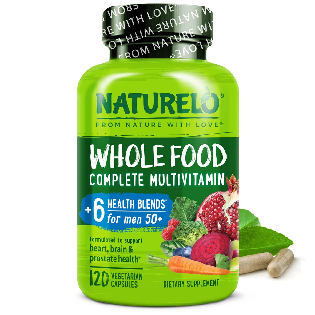 Men's 50+ Whole Food Multivitamin – Organic Herbs, Vegan, Energy & Heart Health, 120 Capsules