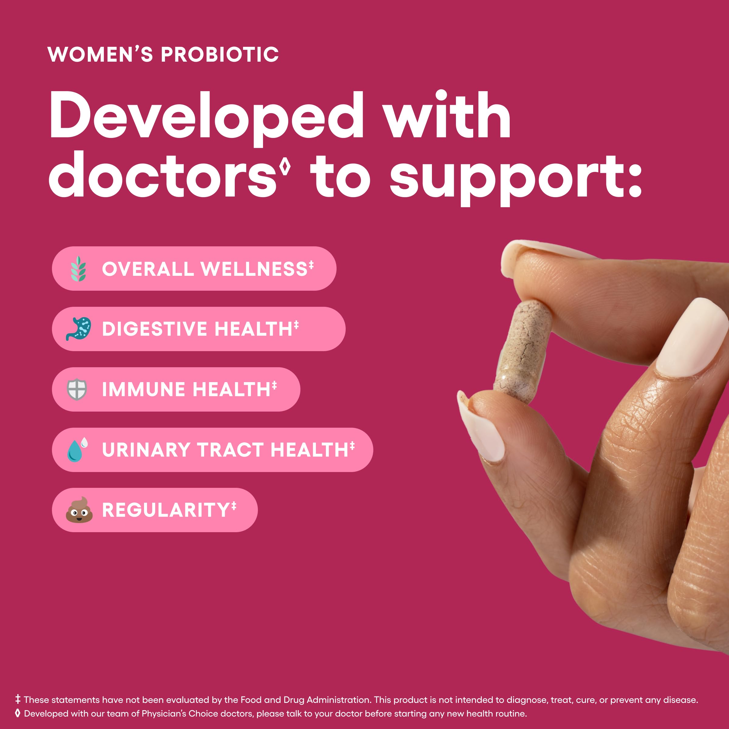 Women’s Probiotic 50 Billion CFU – pH & Digestive Support, 30 Caps