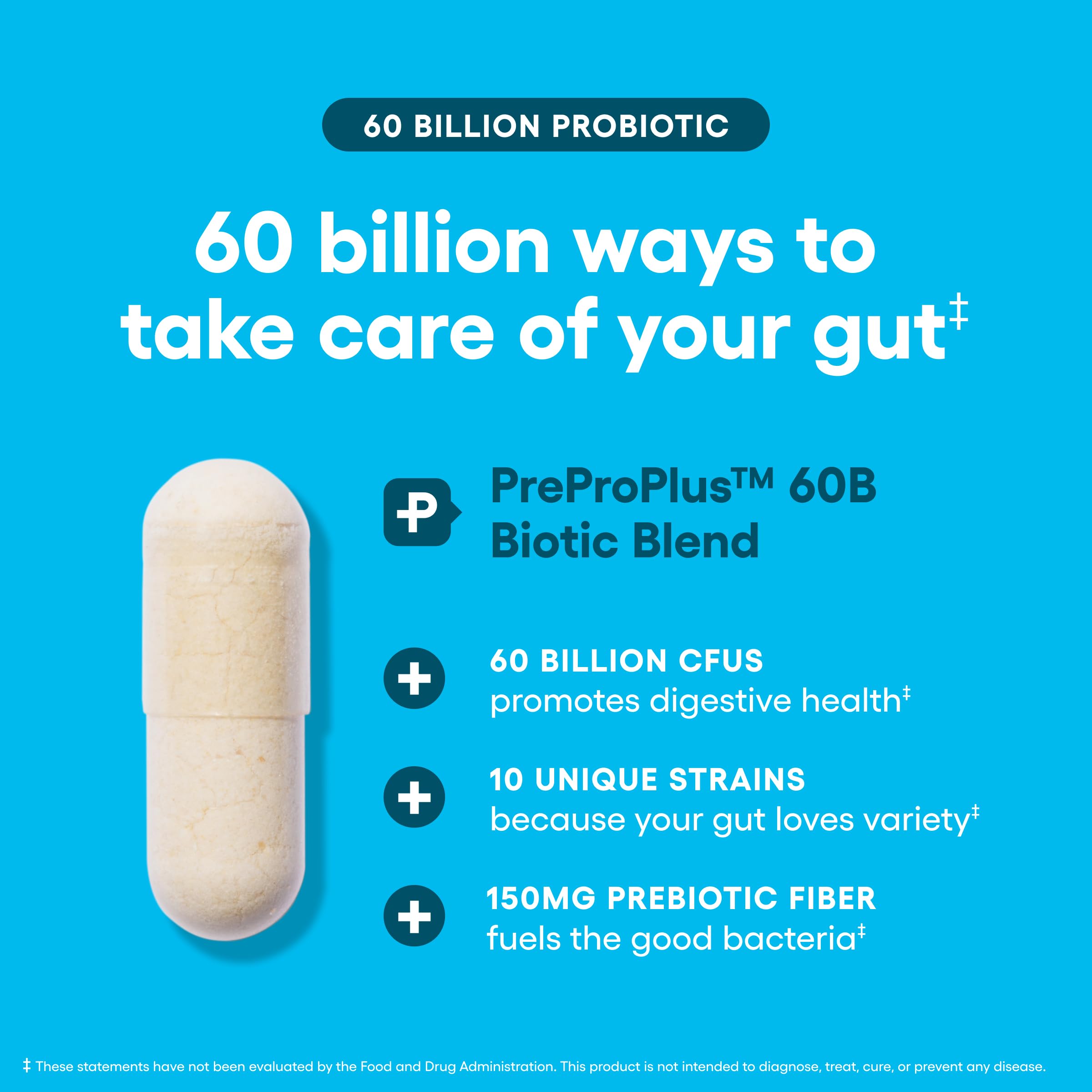 Probiotics 60 Billion CFU with Prebiotics – Gut & Digestive Support