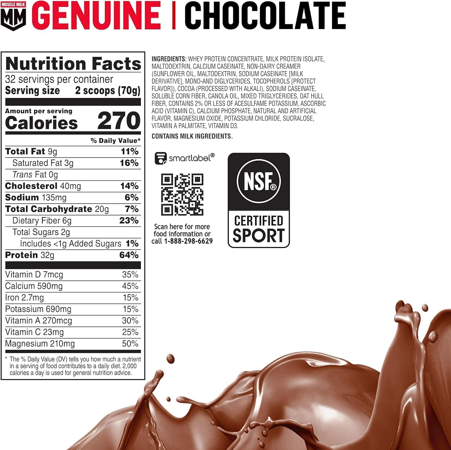 Chocolate Protein Powder 32g Protein Low Sugar 4.94 lb