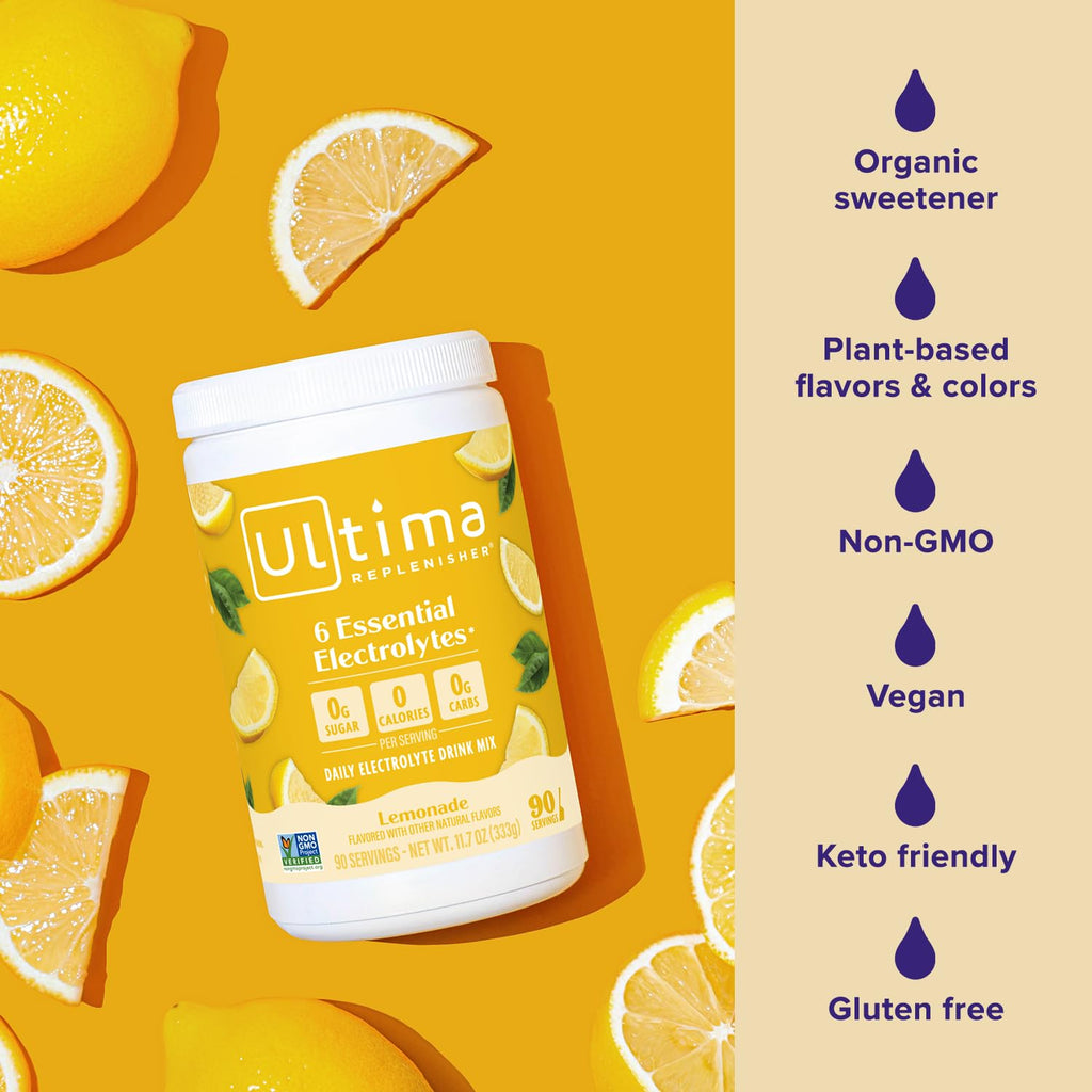 Electrolyte Powder Drink Mix – Sugar-Free Lemonade, 90 Servings