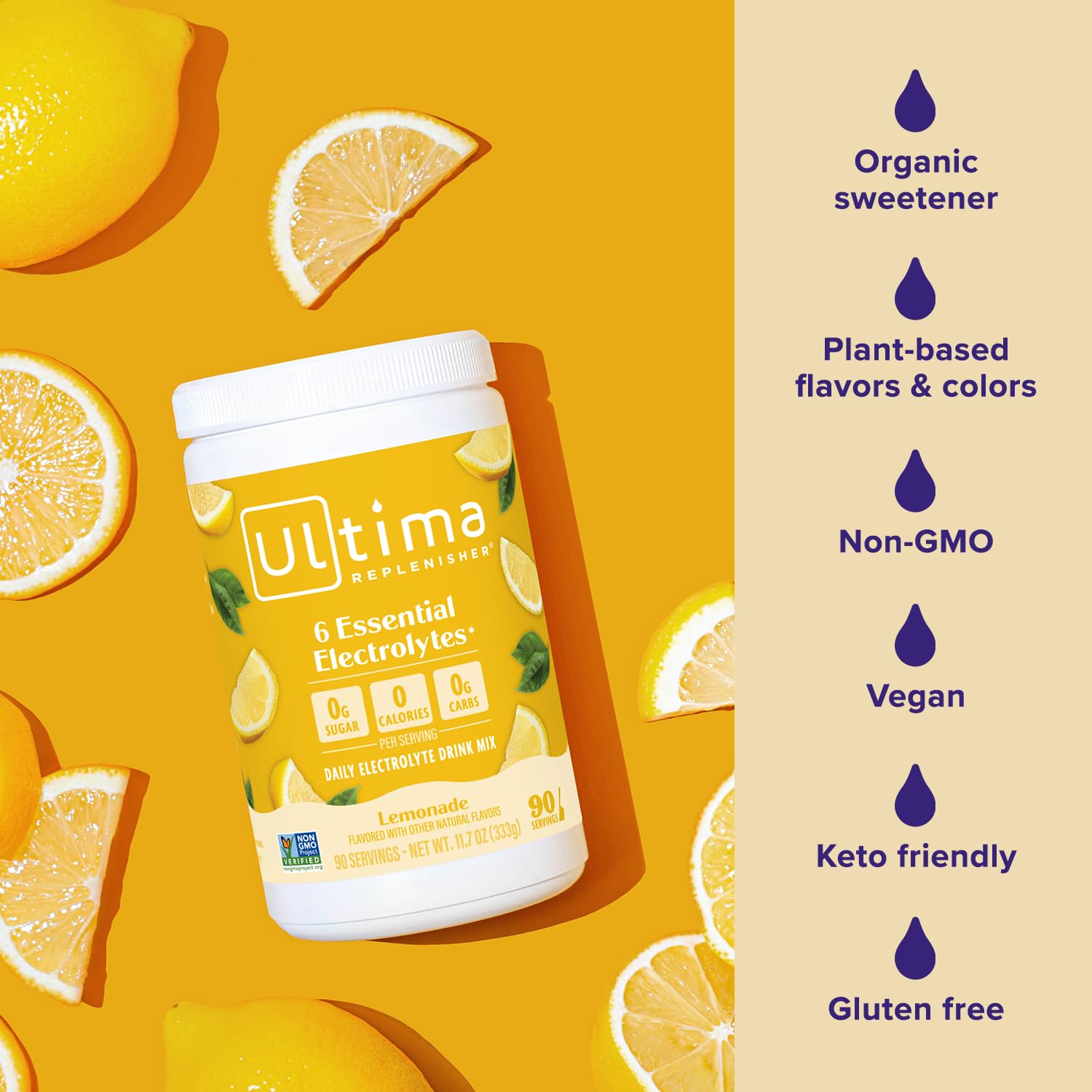 Electrolyte Powder Drink Mix – Sugar-Free Lemonade, 90 Servings