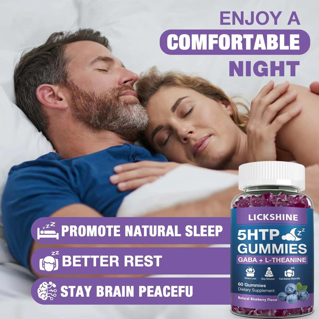 5-HTP GABA Sleep Gummies with L-Theanine – Melatonin-Free, 2 Pack