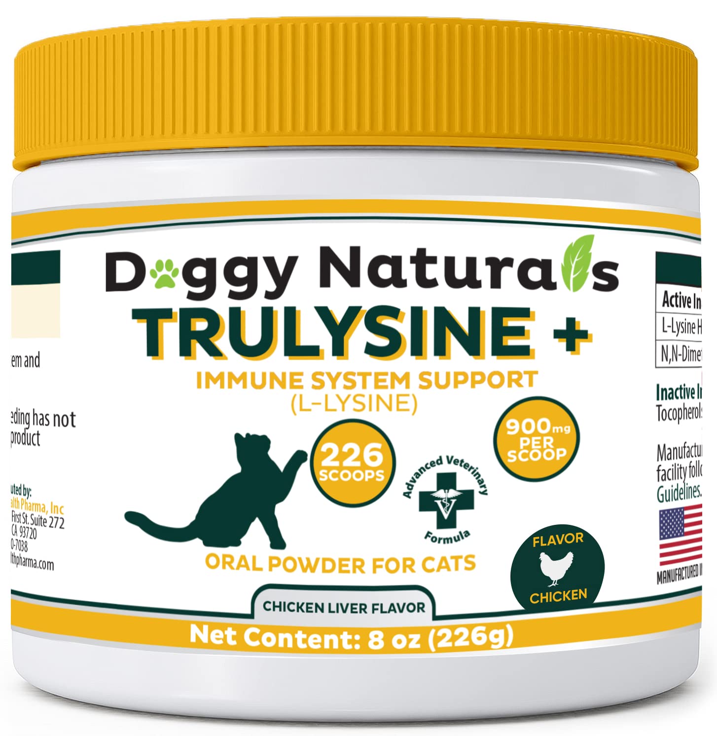 L-Lysine Immune Support Powder for Cats – Chicken Liver 8oz 226g