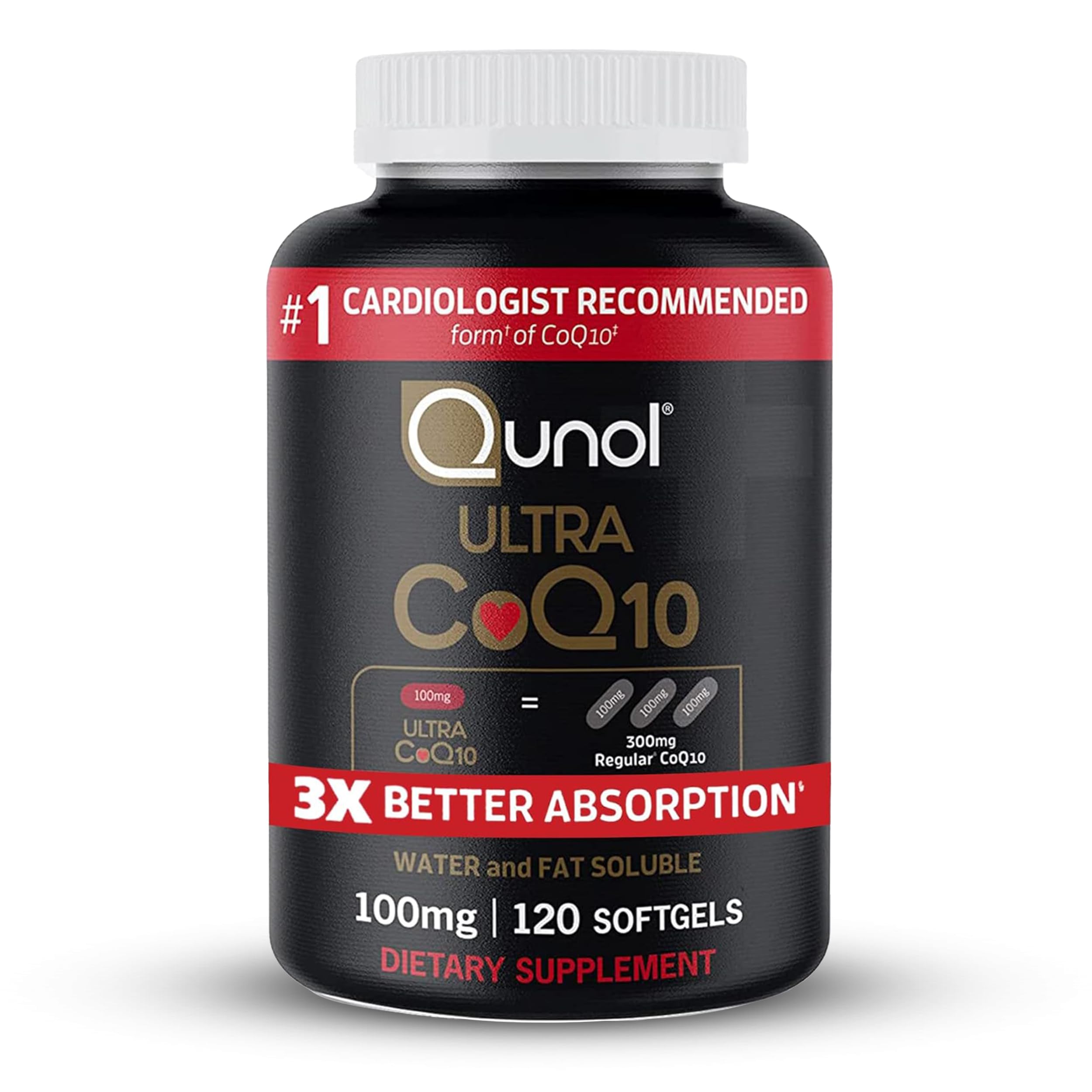 CoQ10 100mg Softgels High Absorption for Heart Health & Energy Support 120 Ct