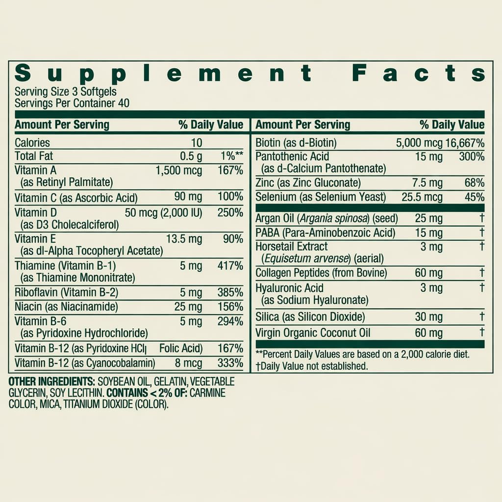 Hair Skin Nails Vitamins Biotin 5000mcg 120 Count