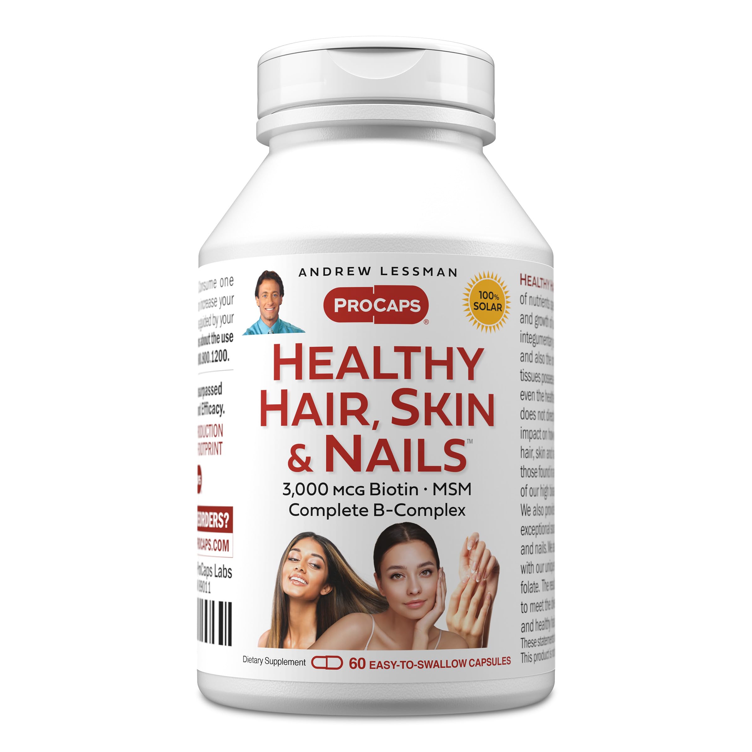 Hair Skin Nails Vitamins Biotin B Complex 60 Capsules