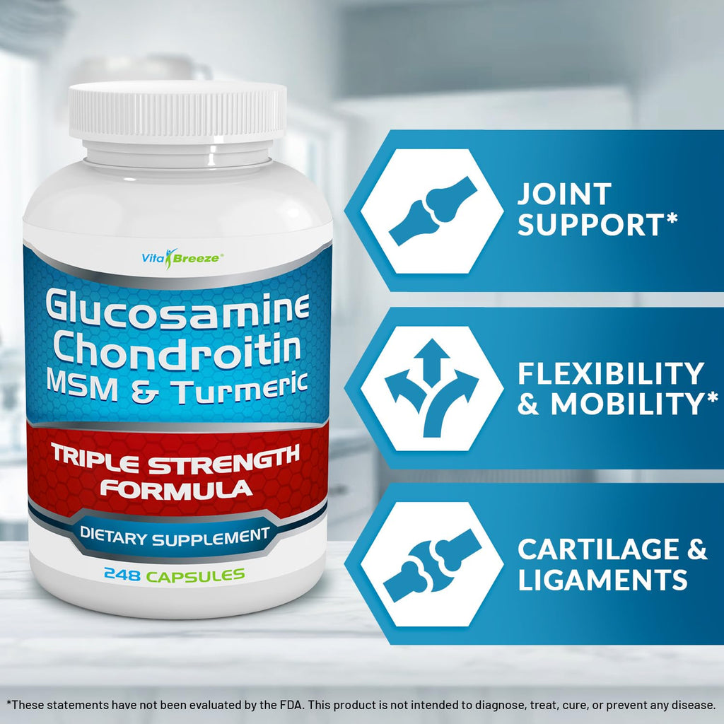 Glucosamine Chondroitin MSM & Turmeric Capsules for Joint Support 248 Ct