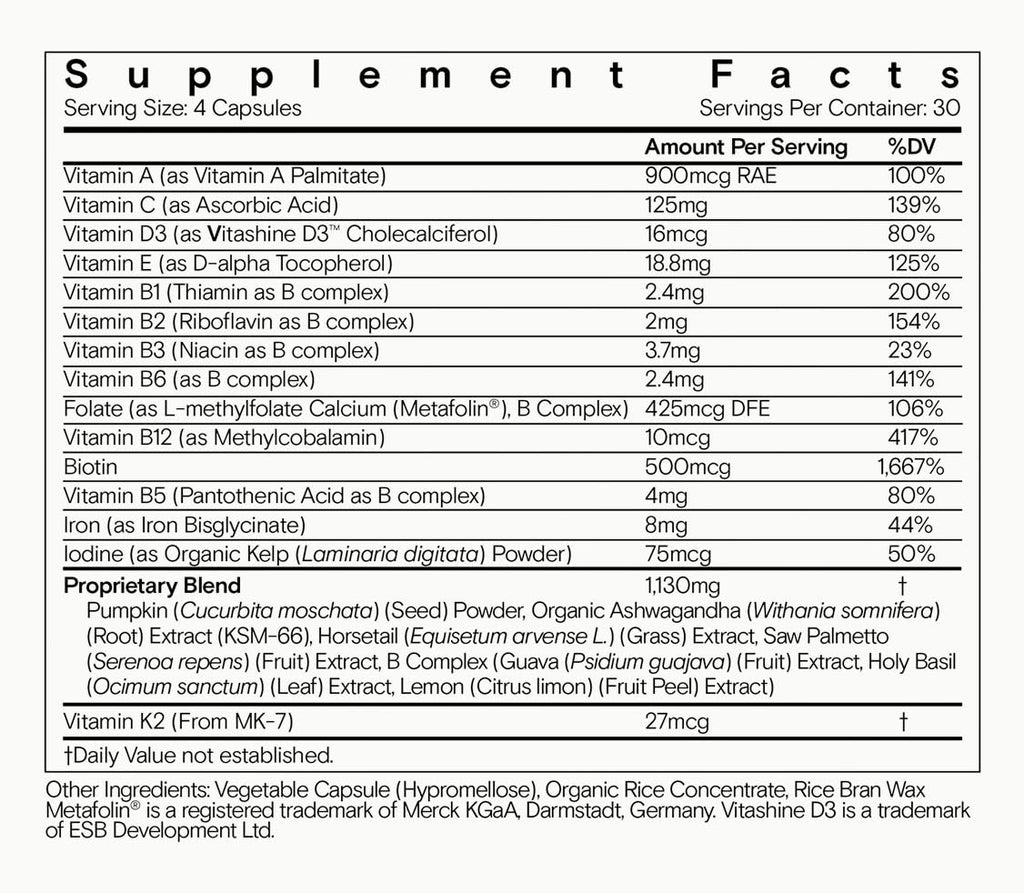 Hair Growth Vitamins Biotin Saw Palmetto 120 Capsules
