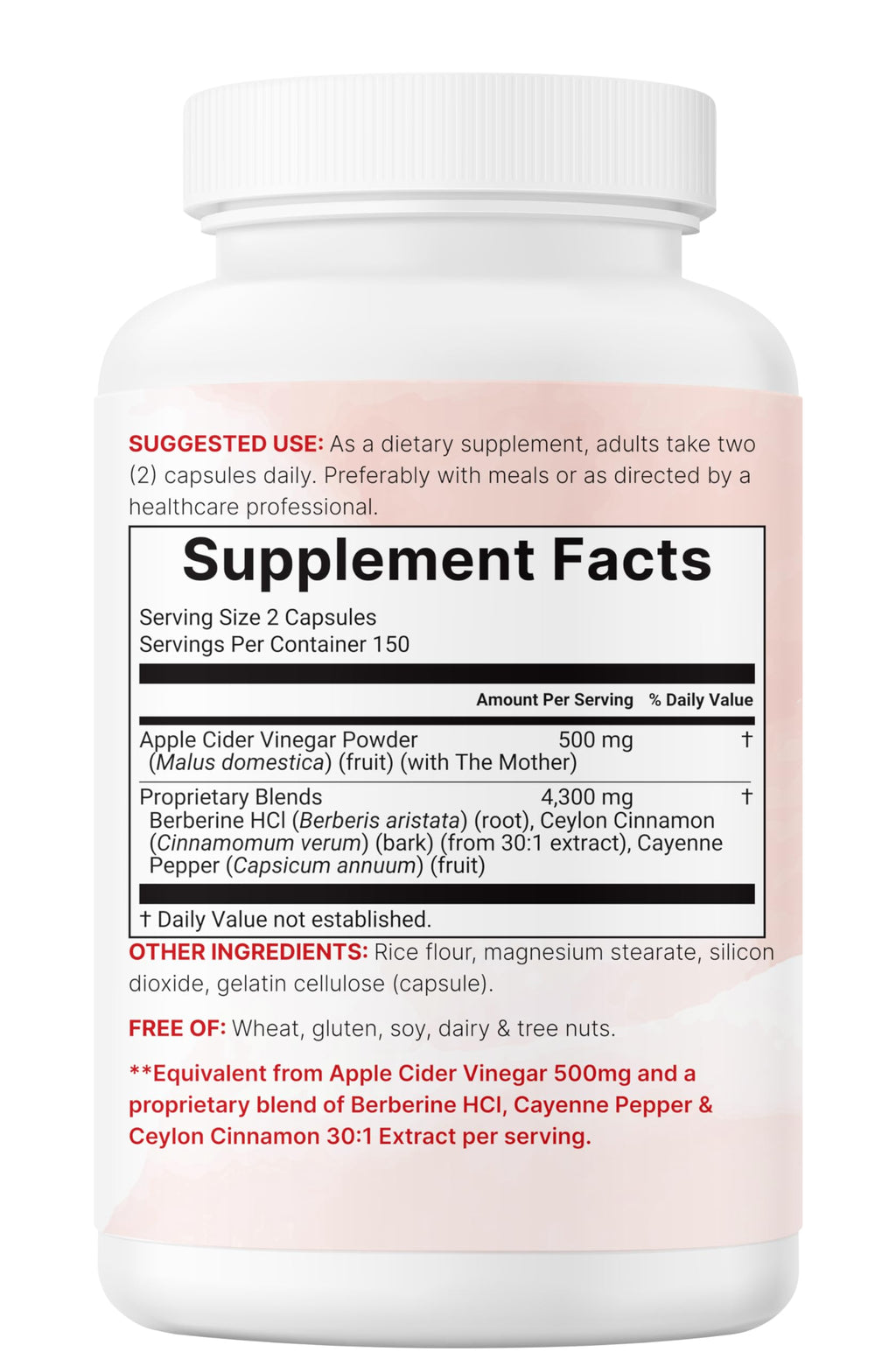 Apple Cider Vinegar Capsules 4800mg for Digestion, Appetite & Immune Support 300 Ct