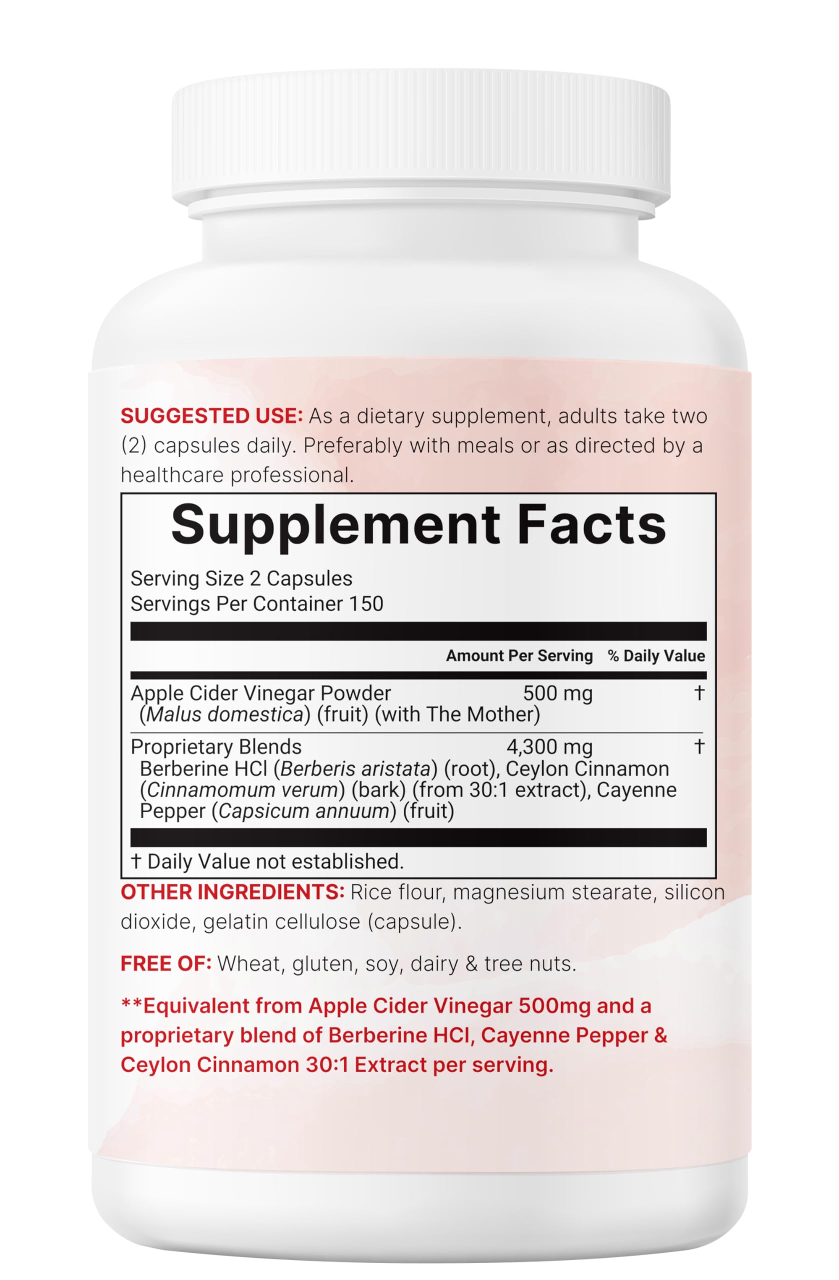 Apple Cider Vinegar Capsules 4800mg for Digestion, Appetite & Immune Support 300 Ct