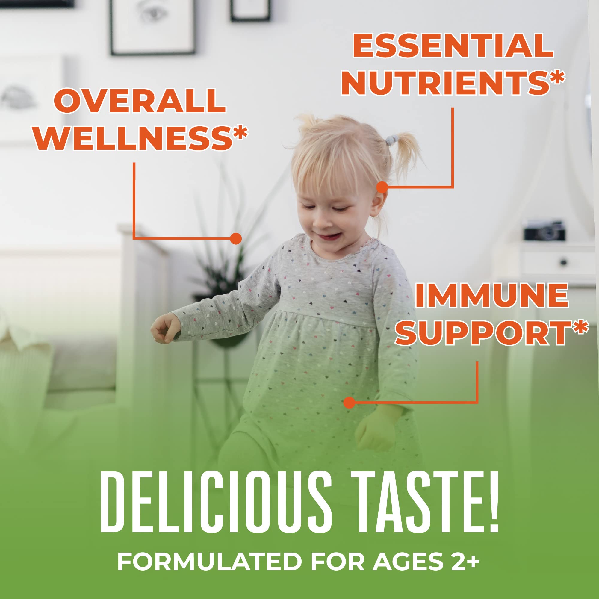 Kids Sugar Free Multivitamin Gummies Vitamin C D3 Zinc 60 Count