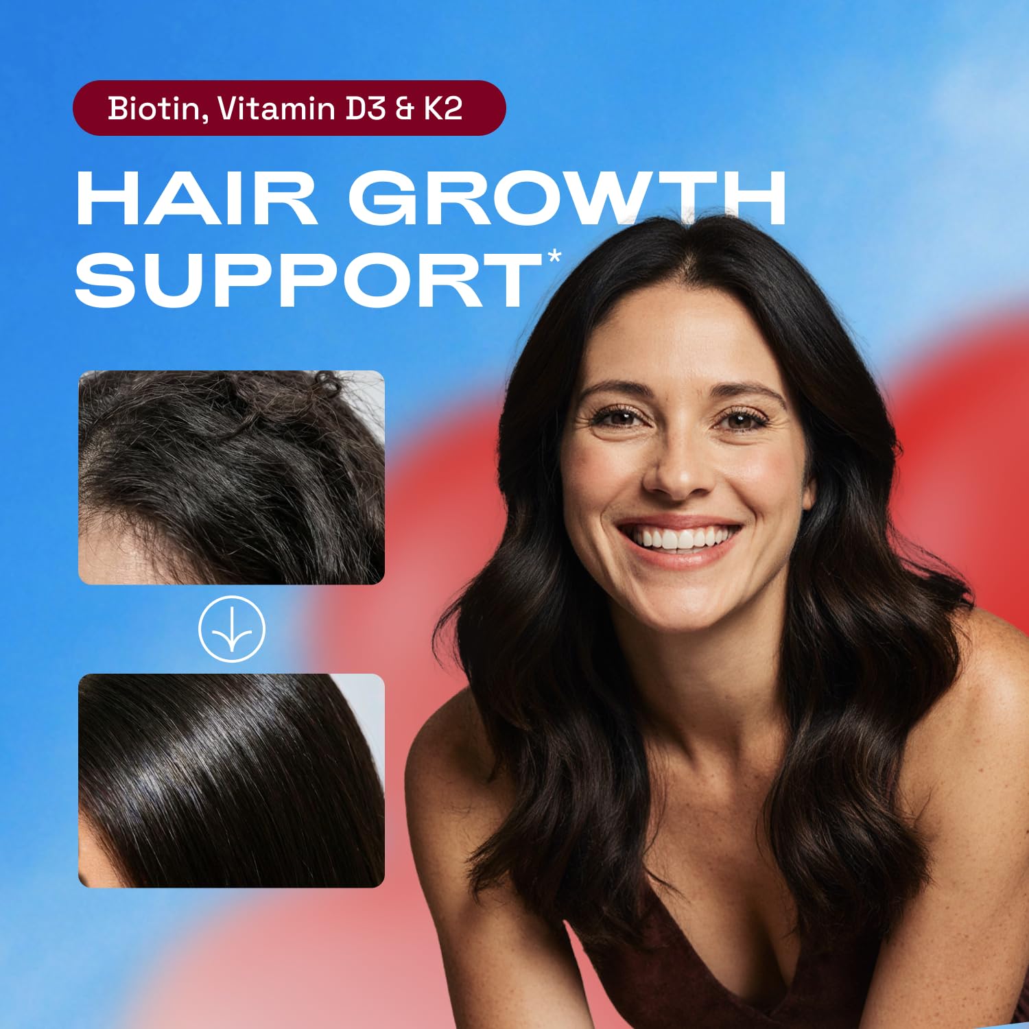 Hair Skin Nails Vitamins Biotin Collagen D3 K2 30 Day Supply