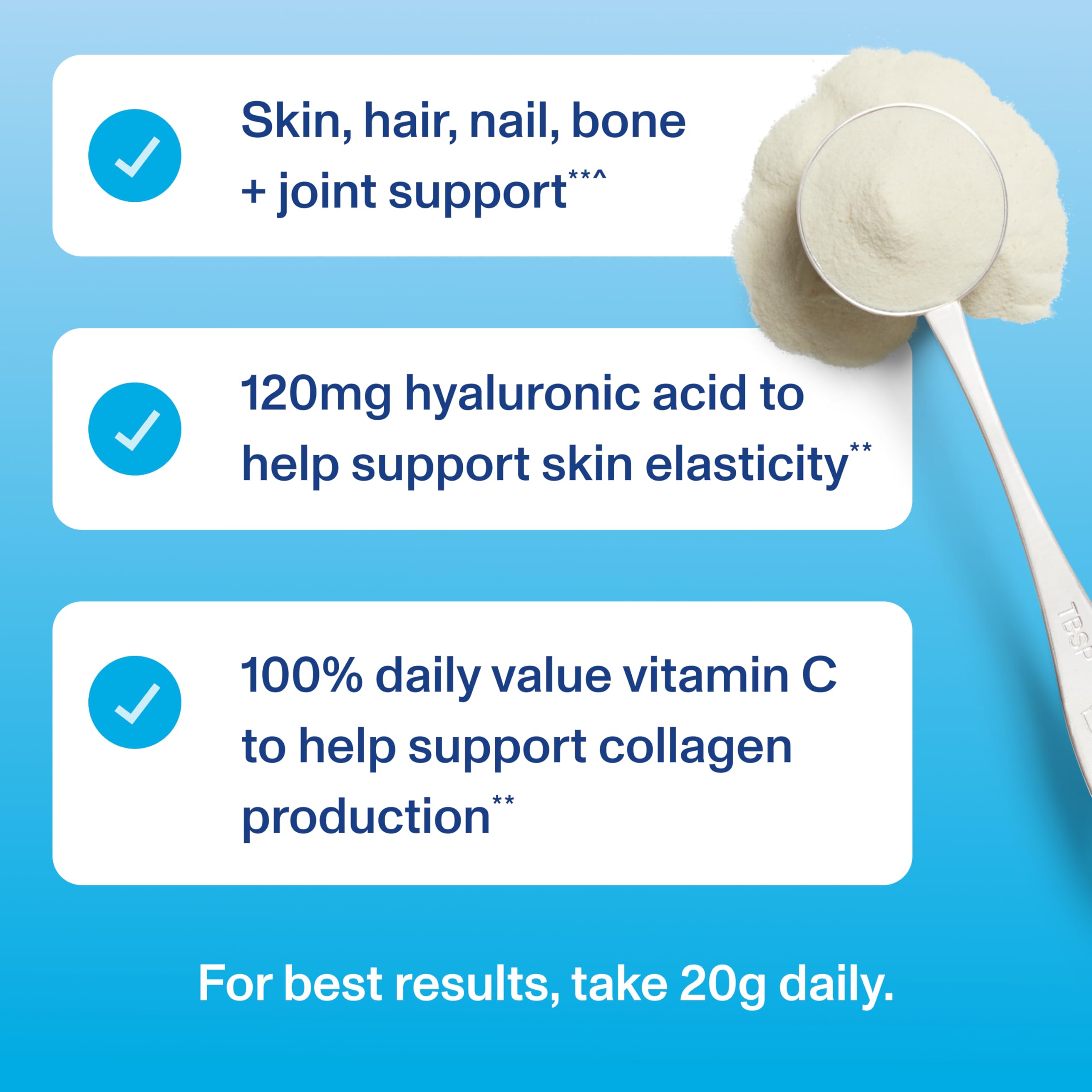 Collagen Peptides Powder with Hyaluronic Acid & Vitamin C – 27 Servings