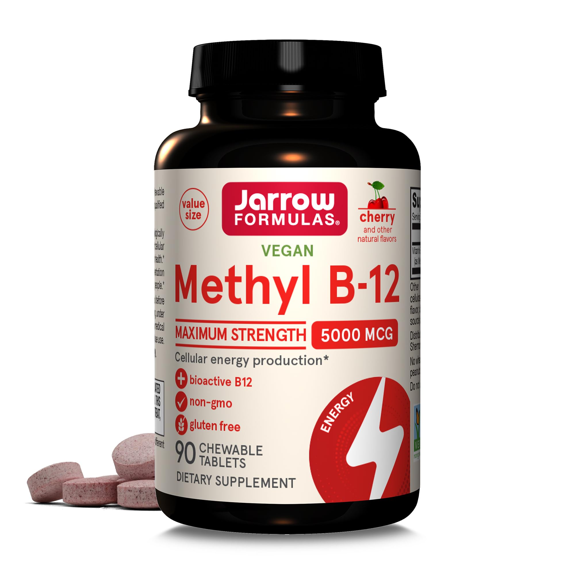 Vitamin B12 5000 mcg Chewable Tablets – Energy & Brain Support, 90 Ct
