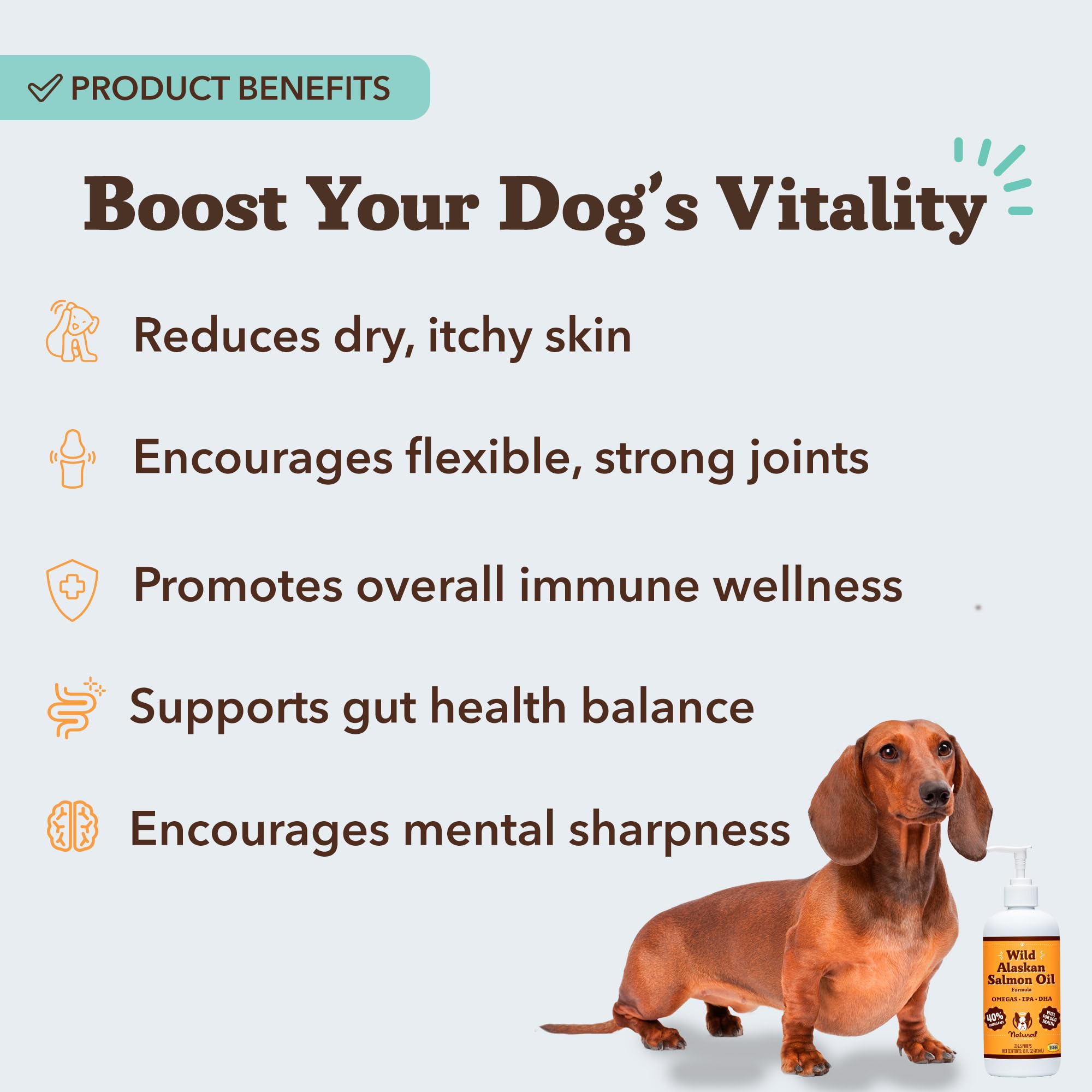 Wild Alaskan Salmon Oil for Dogs – Skin, Coat & Immune Support 16oz