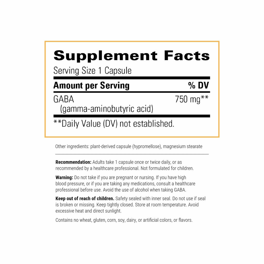 GABA Supplement – Brain & Neuro Support, 60 Capsules