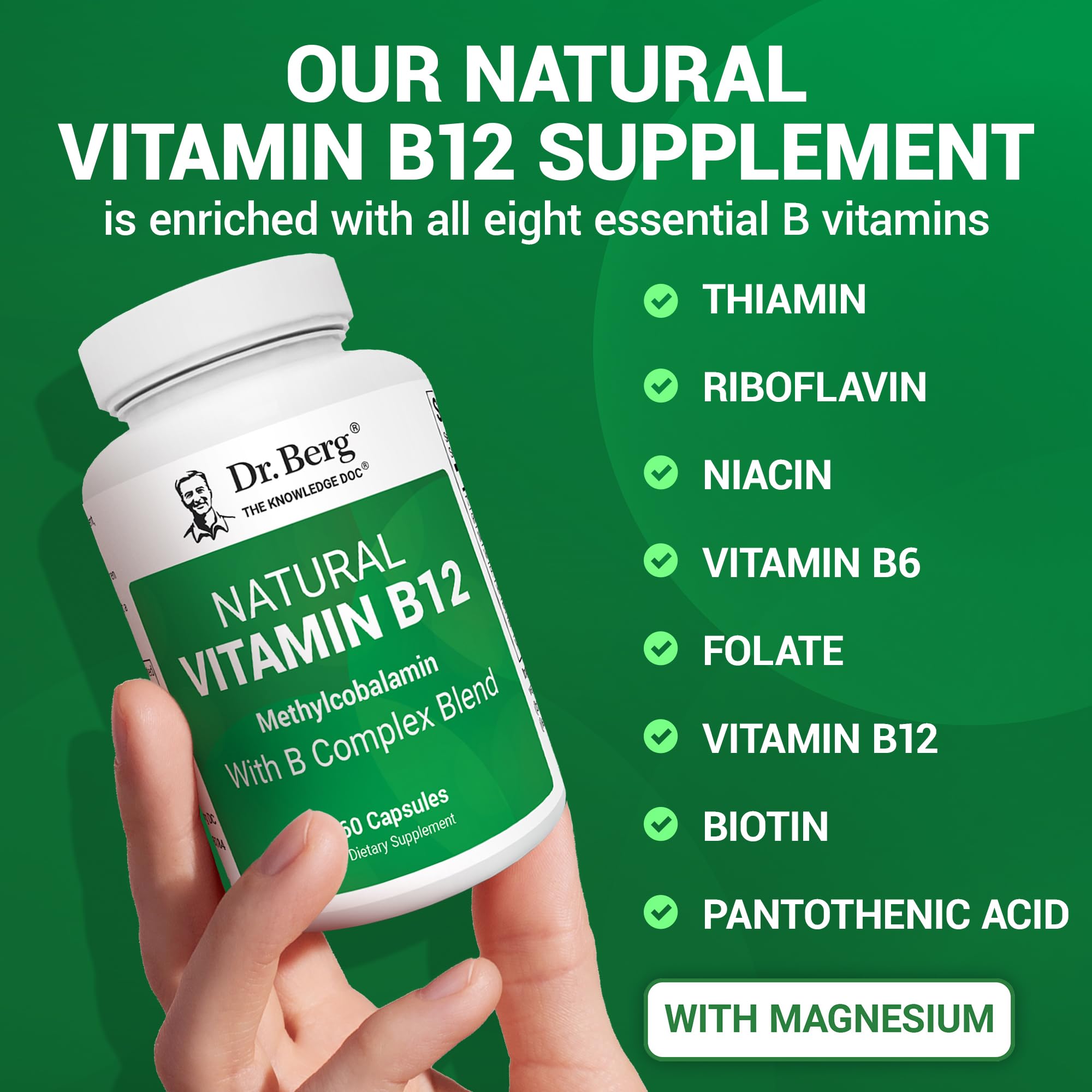 Vitamin B12 1000 mcg with B Complex – Energy & Nerve Support, 60 Ct