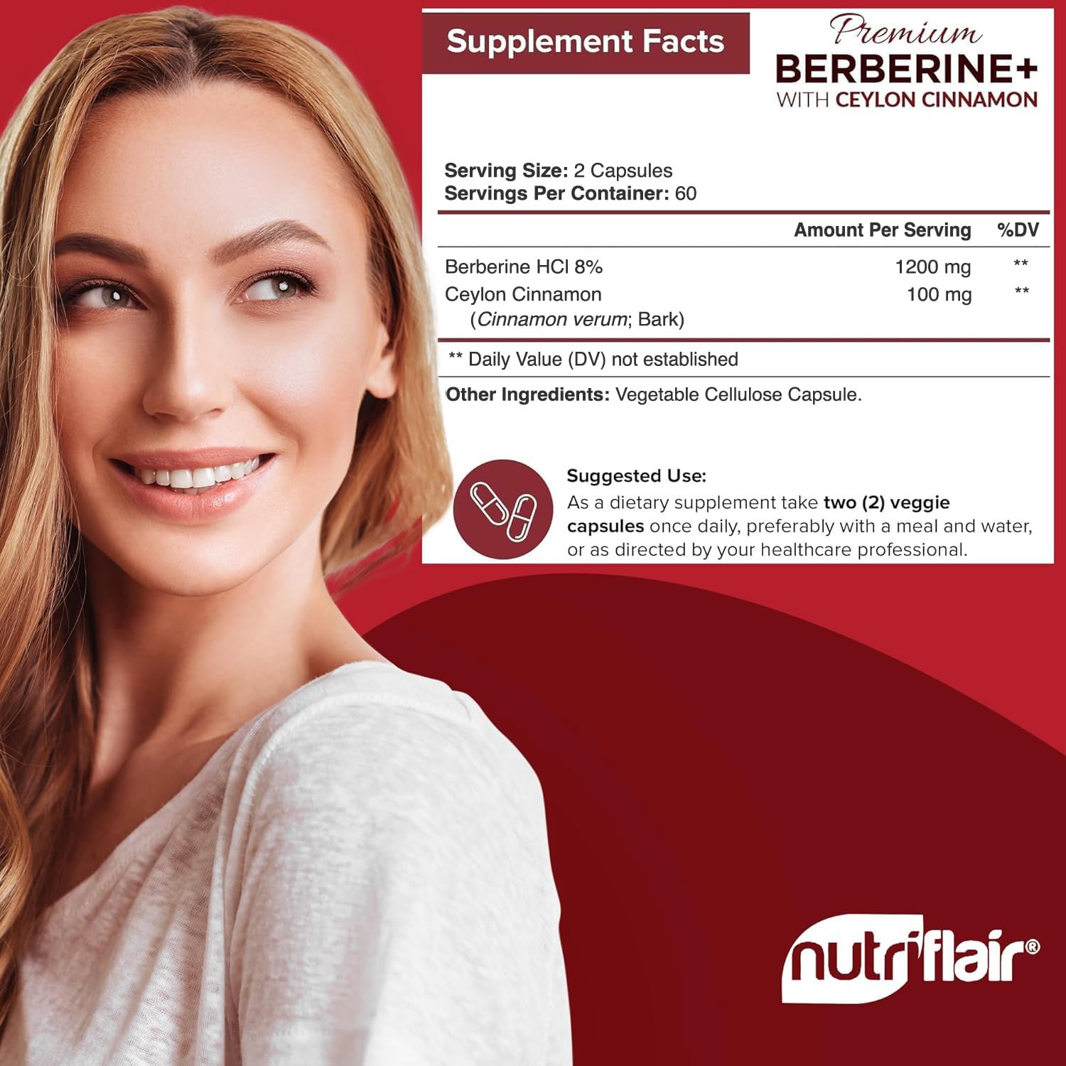 Berberine HCL 1200mg with Ceylon Cinnamon – 120 Capsules