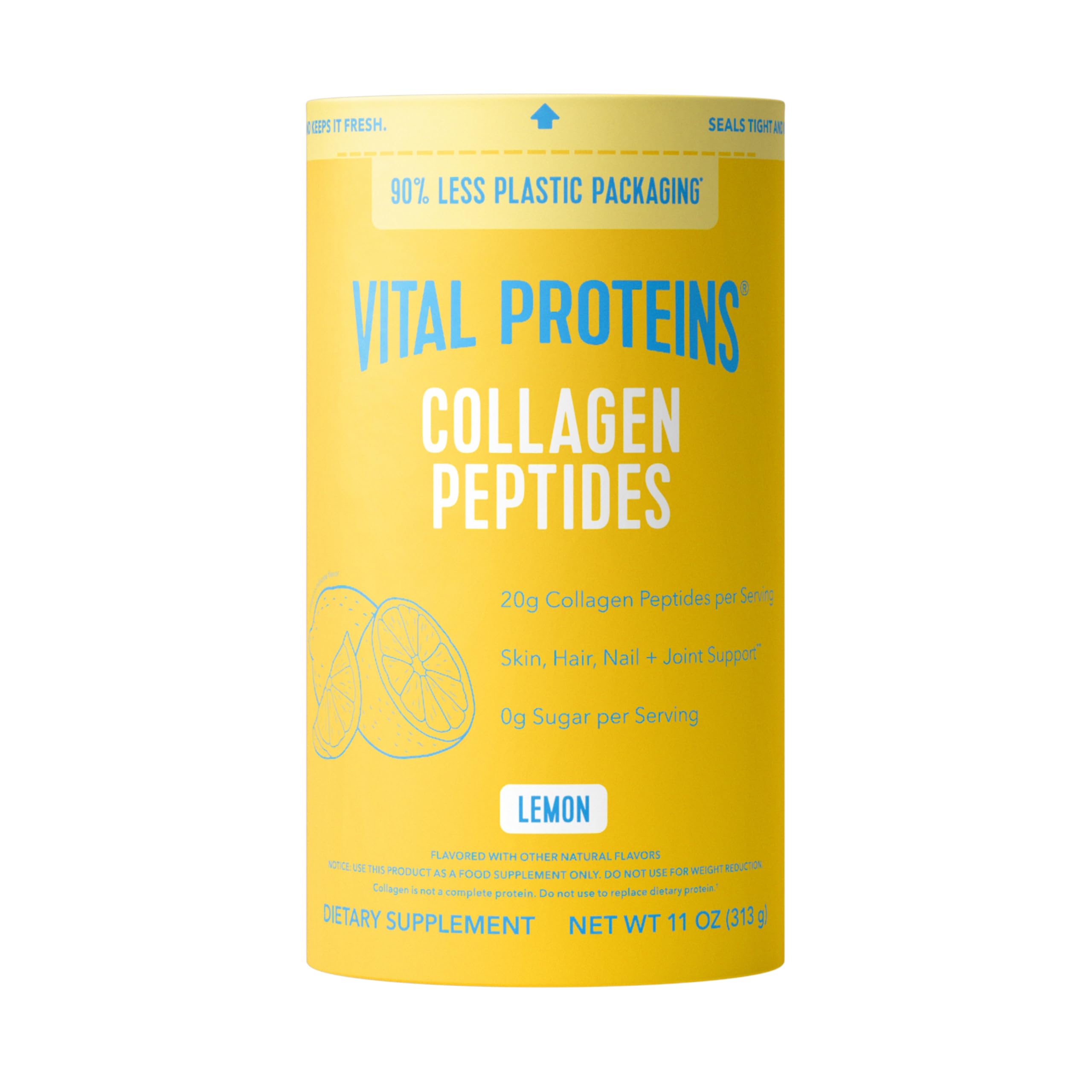 Lemon Collagen Peptides Powder Skin Hair Support 14 Servings