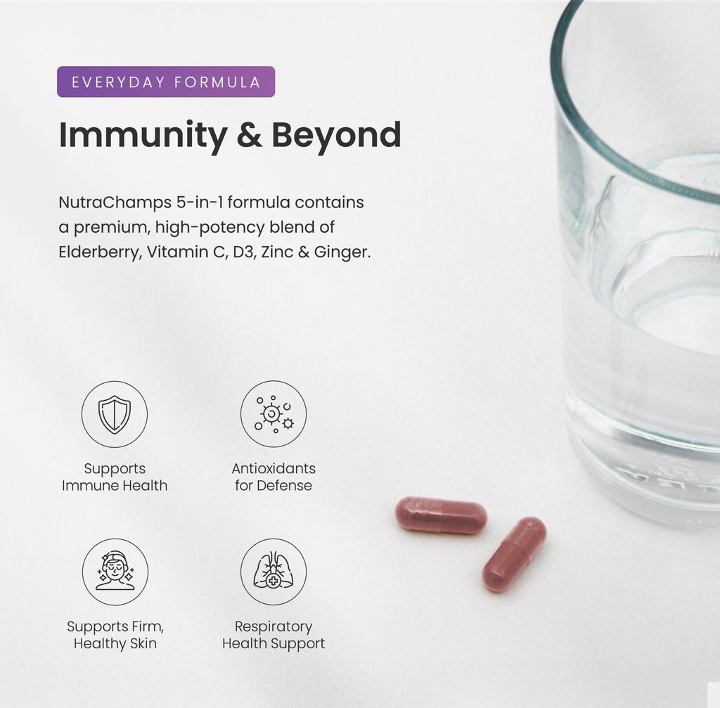 Elderberry Capsules with Vitamin C, Zinc & D3 for Immune Support 10000mg
