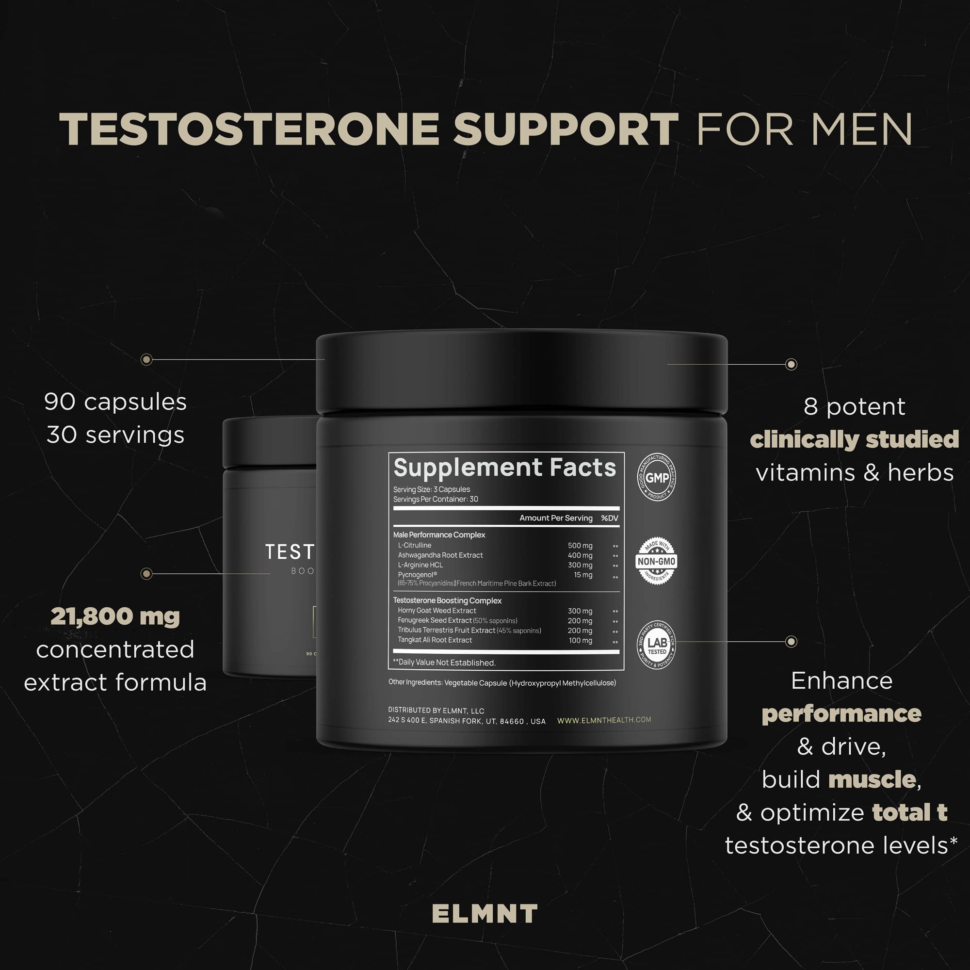 Testosterone Booster for Men with Ashwagandha & Tongkat Ali – 60 Ct
