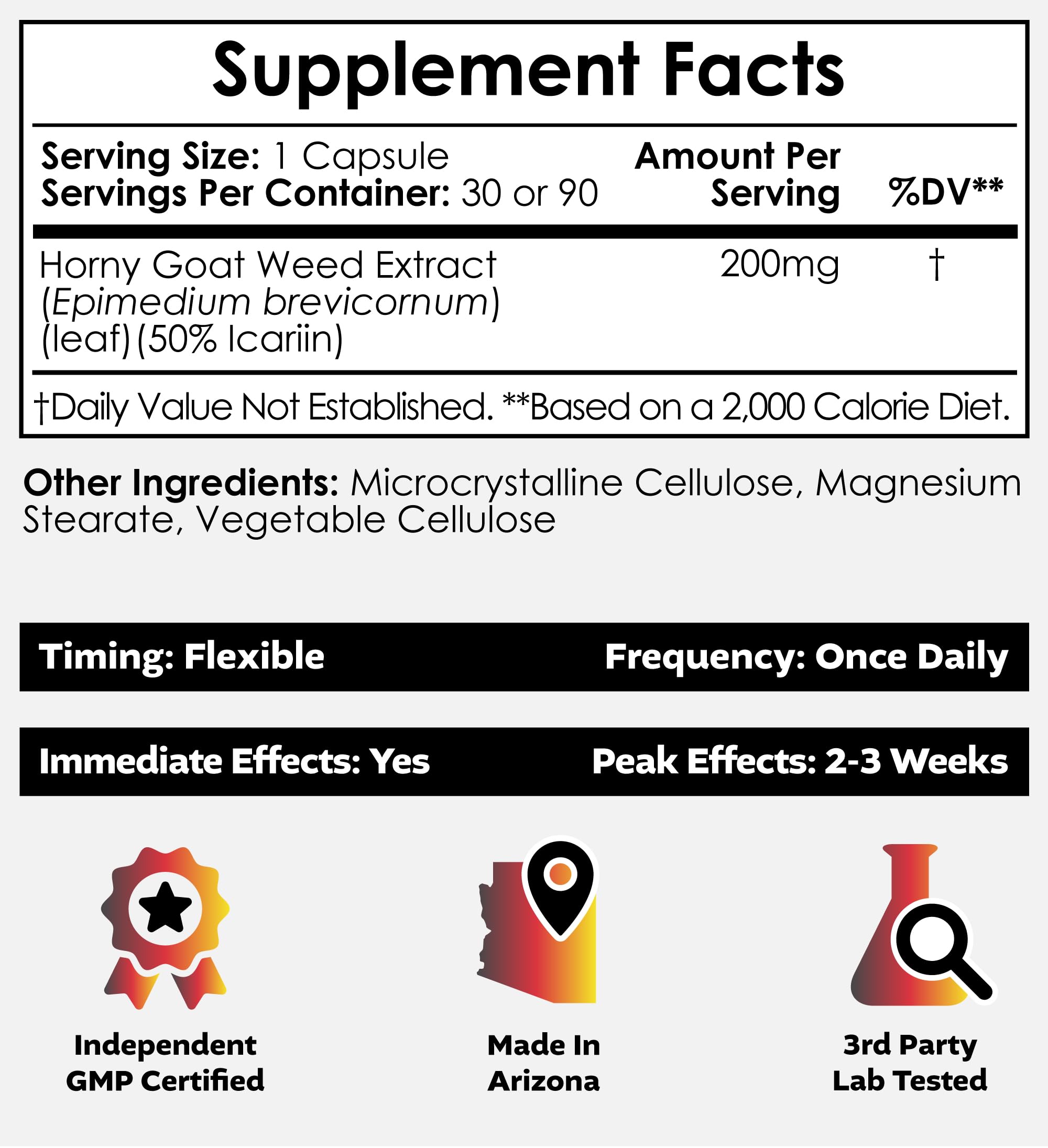 Horny Goat Weed 200mg Capsules for Libido, Energy & Performance Support 30 Ct