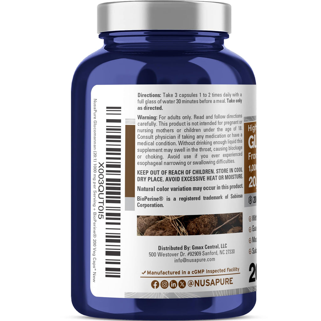 Glucomannan 20000mg Konjac Root Capsules – Weight Support, 200