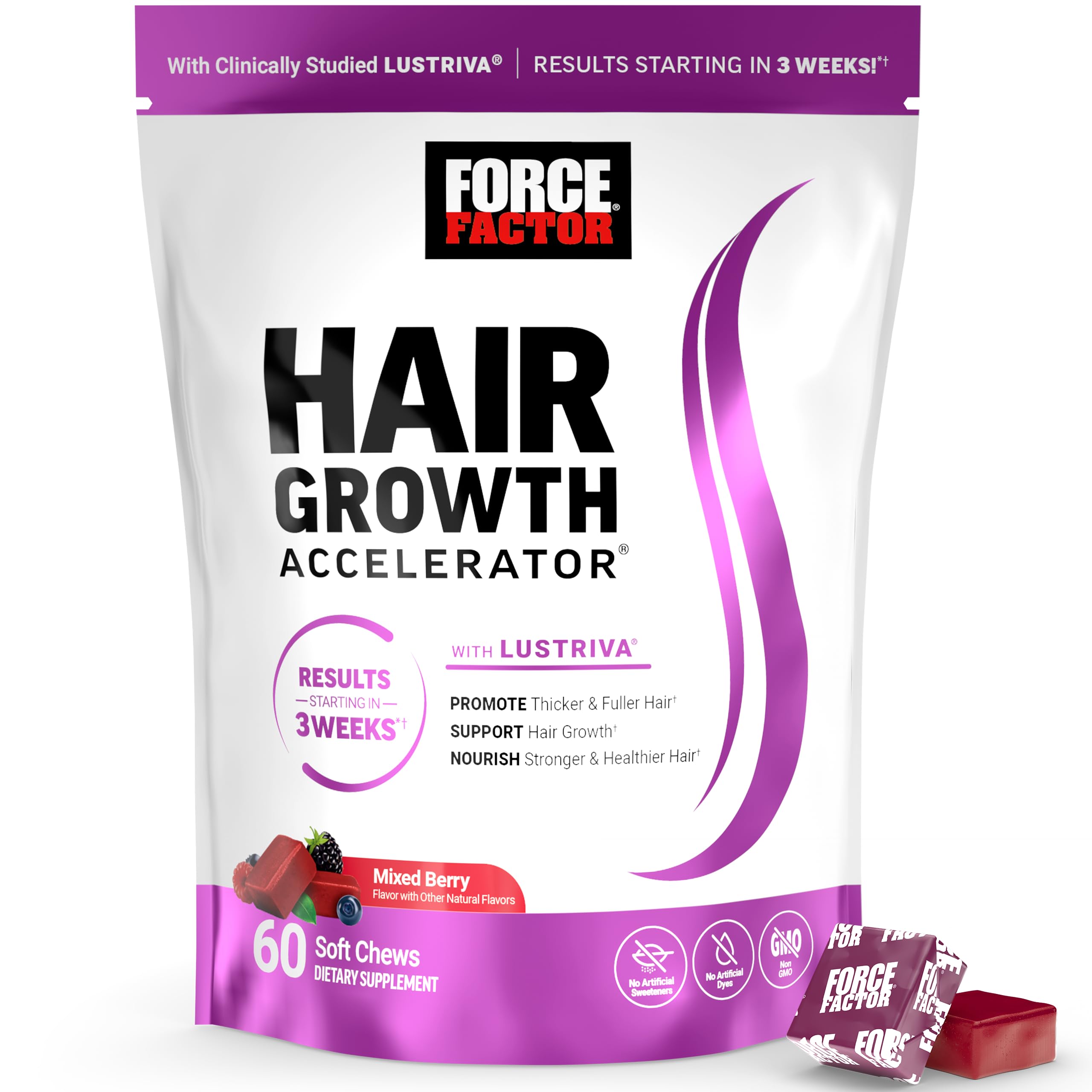 Hair Growth Soft Chews Lustriva Biotin 60 Count
