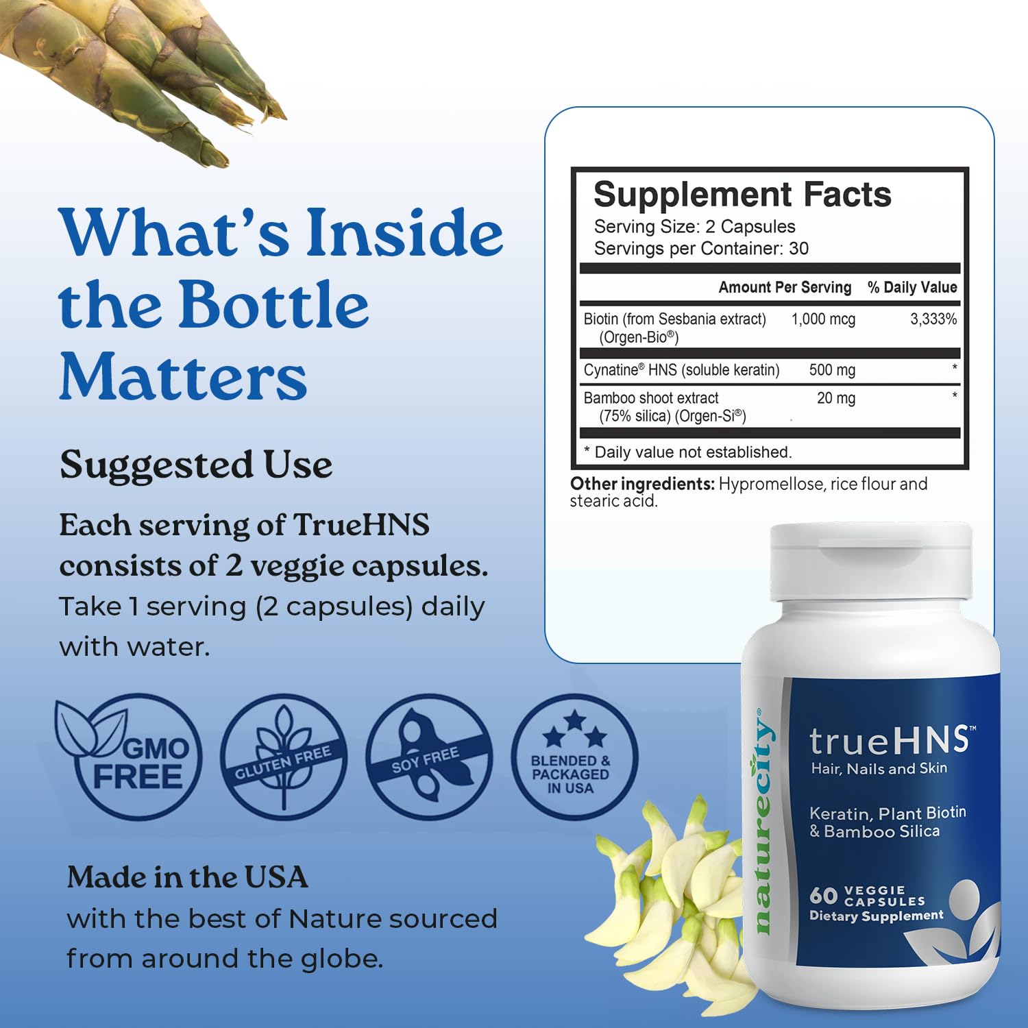 Hair Nails Skin Vitamins Keratin Biotin 60 Capsules