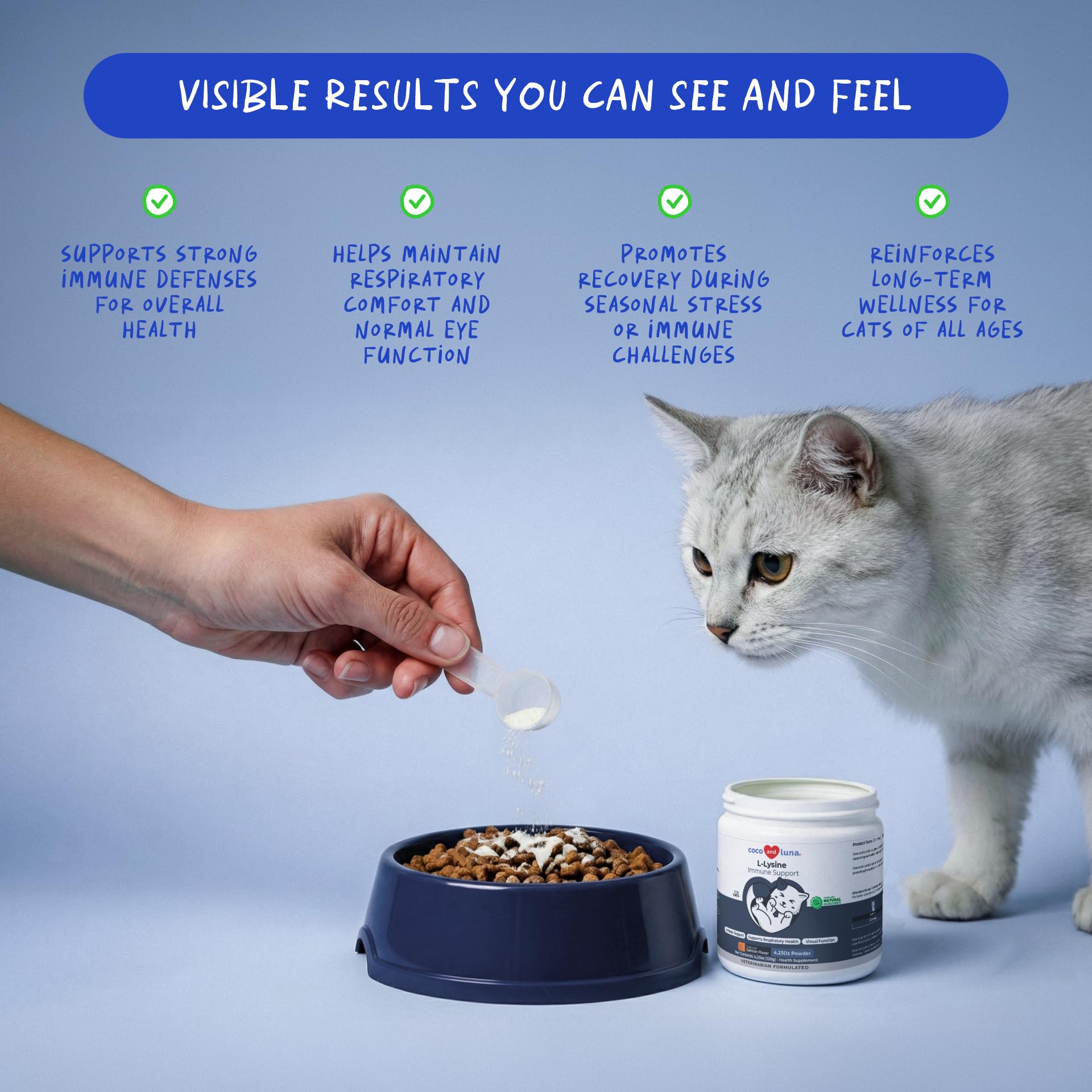 L-Lysine Powder for Cats – Immune & Respiratory Support 900mg