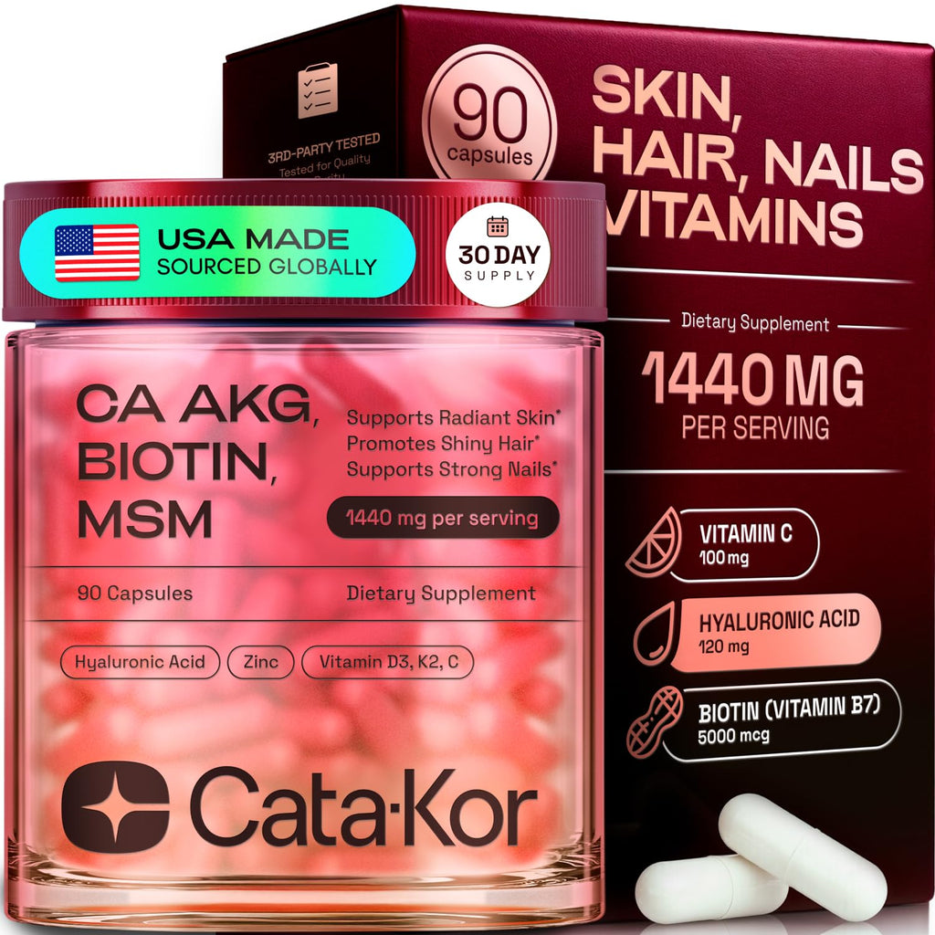 Hair Skin Nails Vitamins Biotin Collagen D3 K2 30 Day Supply