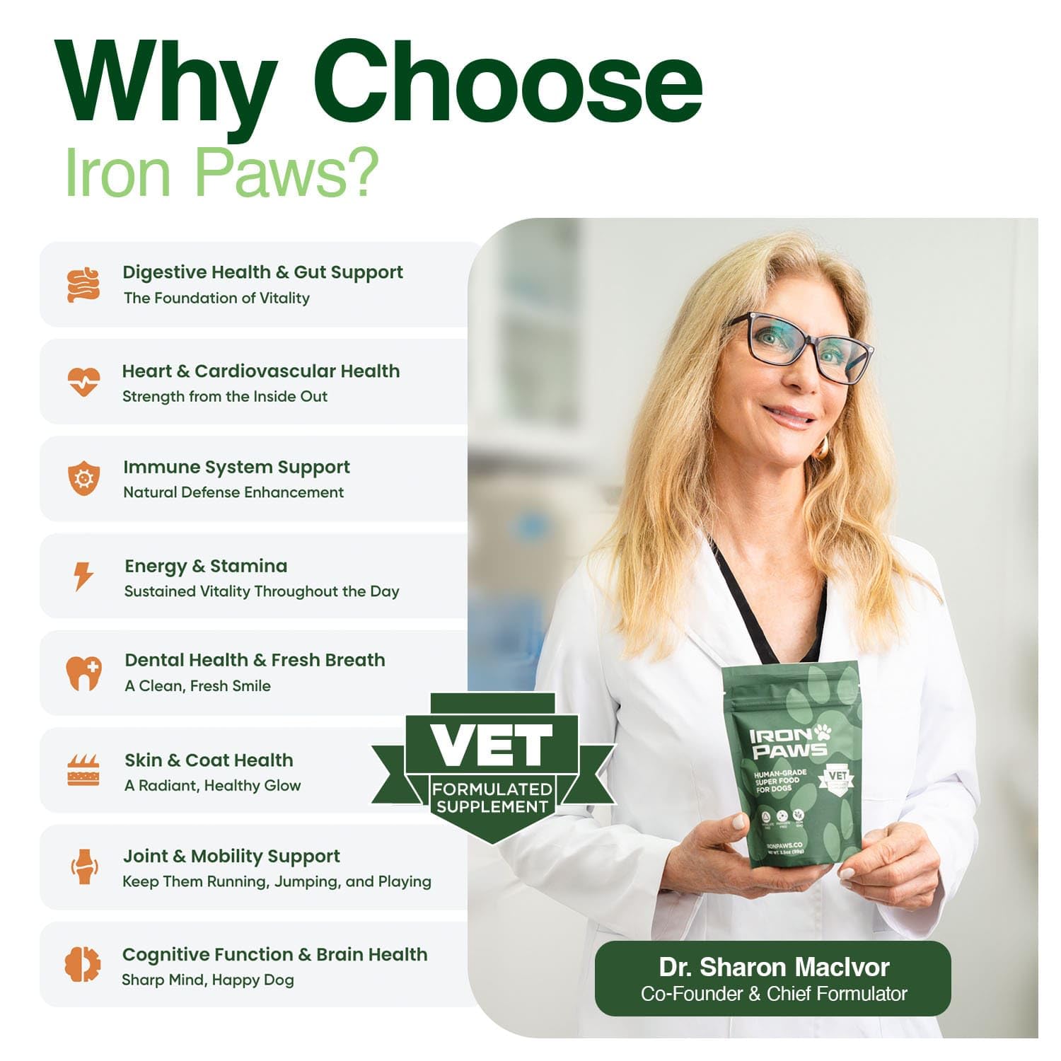 Superfood Greens Powder for Dogs – Gut, Joint & Immune Support 3.5oz